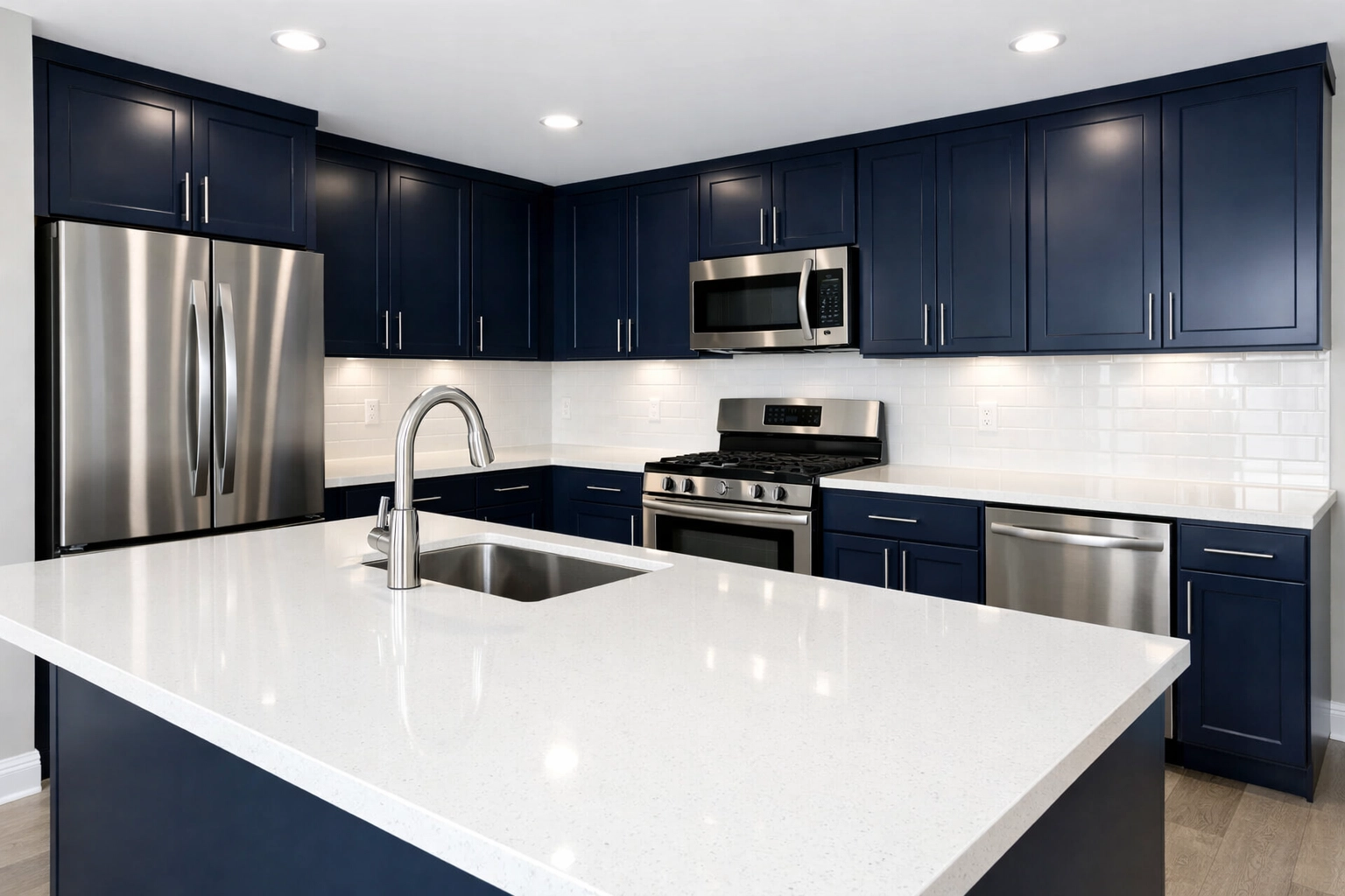 Sanitized modern kitchen in Kendall Square after a professional move-out cleaning Cambridge service.