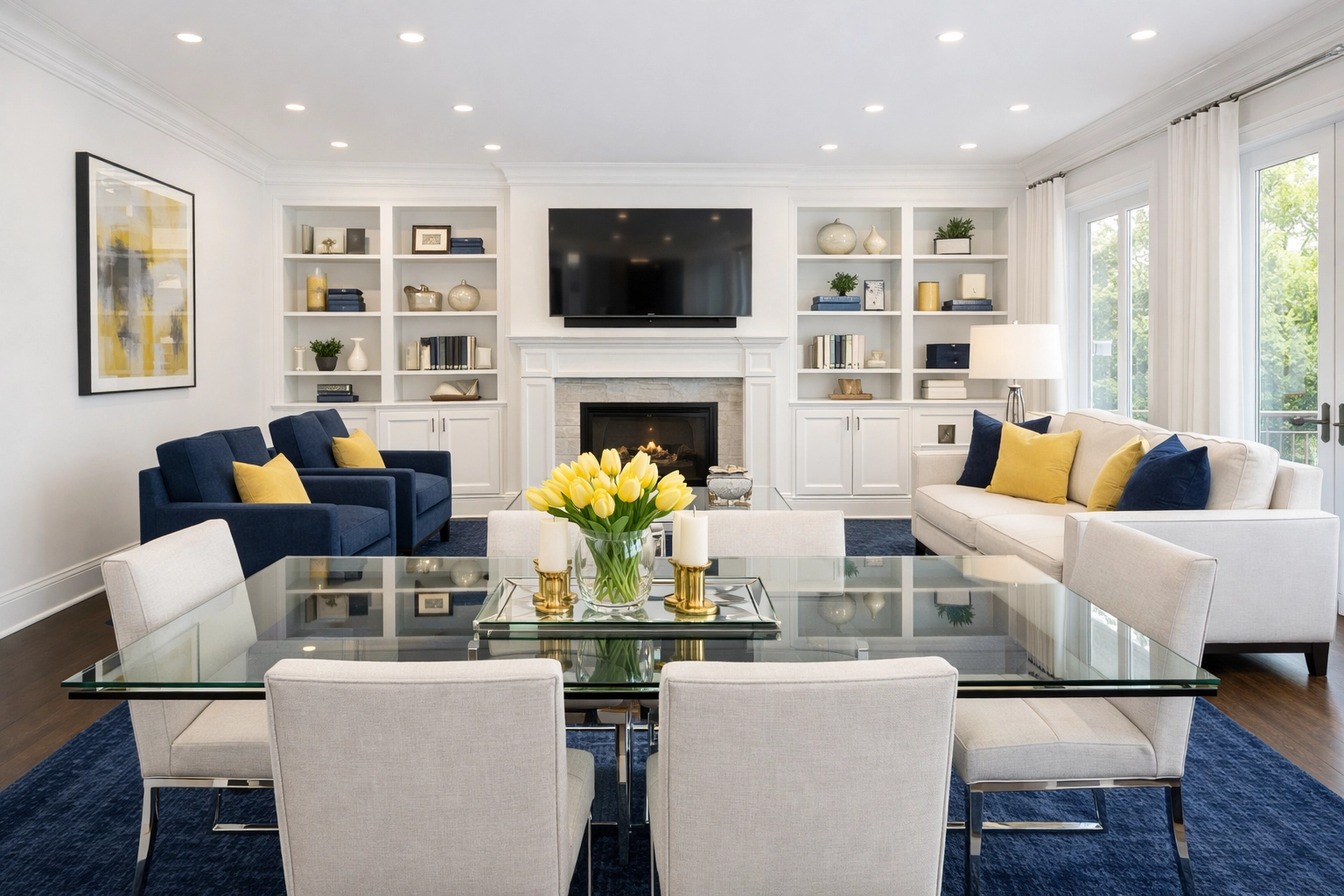 Immaculate luxury living room after a professional maid service Cambridge visit near Harvard Square.