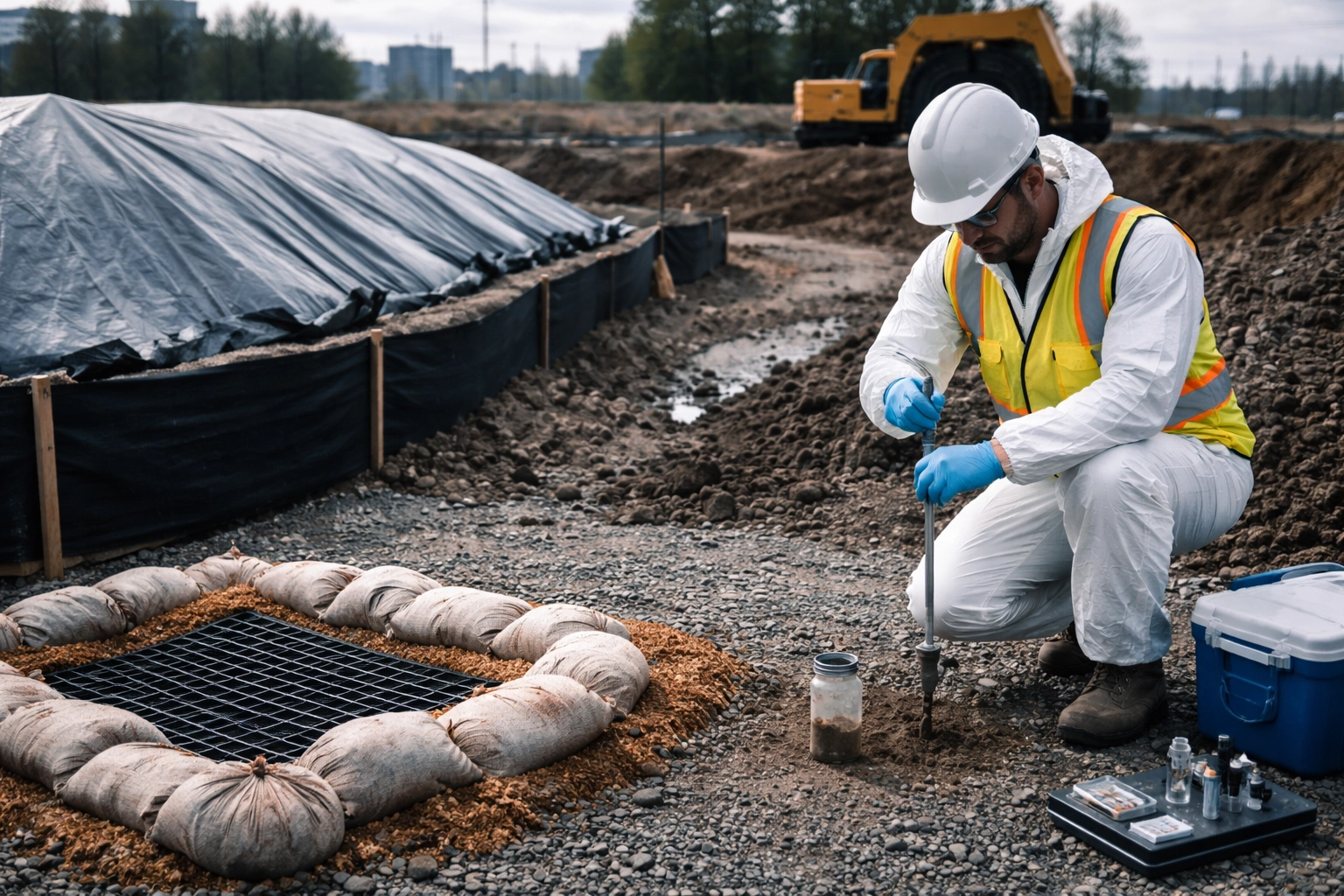 Aerial site map with sampling and monitoring locations