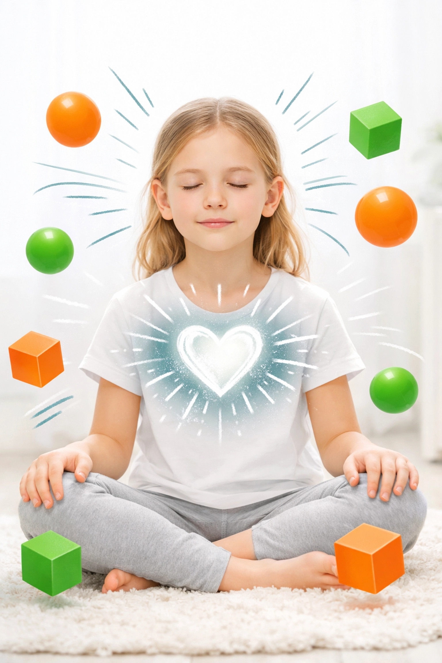 Young girl practicing mindfulness and emotional intelligence, representing emotional health for kids.