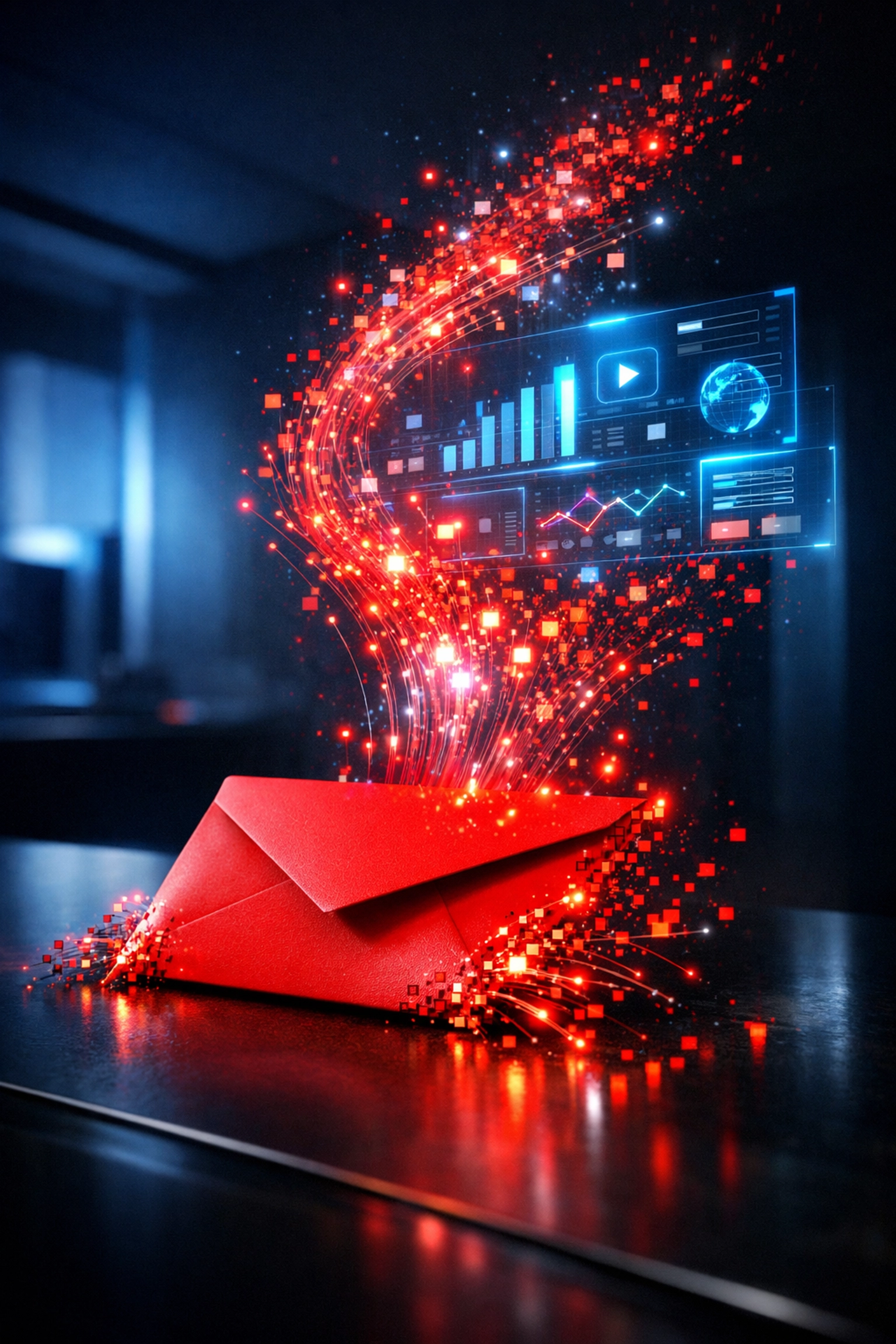 Netflix strategic business pivot from traditional DVD-by-mail envelopes to a digital streaming interface.