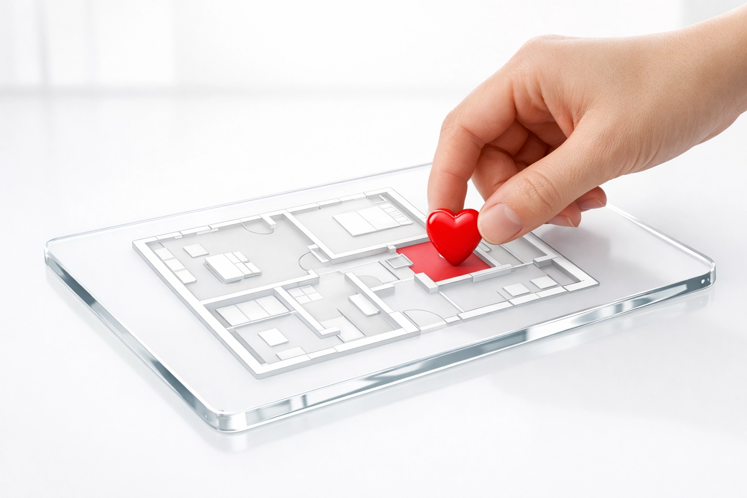 Hand marking a digital house floor plan on a tablet to provide expert real estate insights for IDX websites.