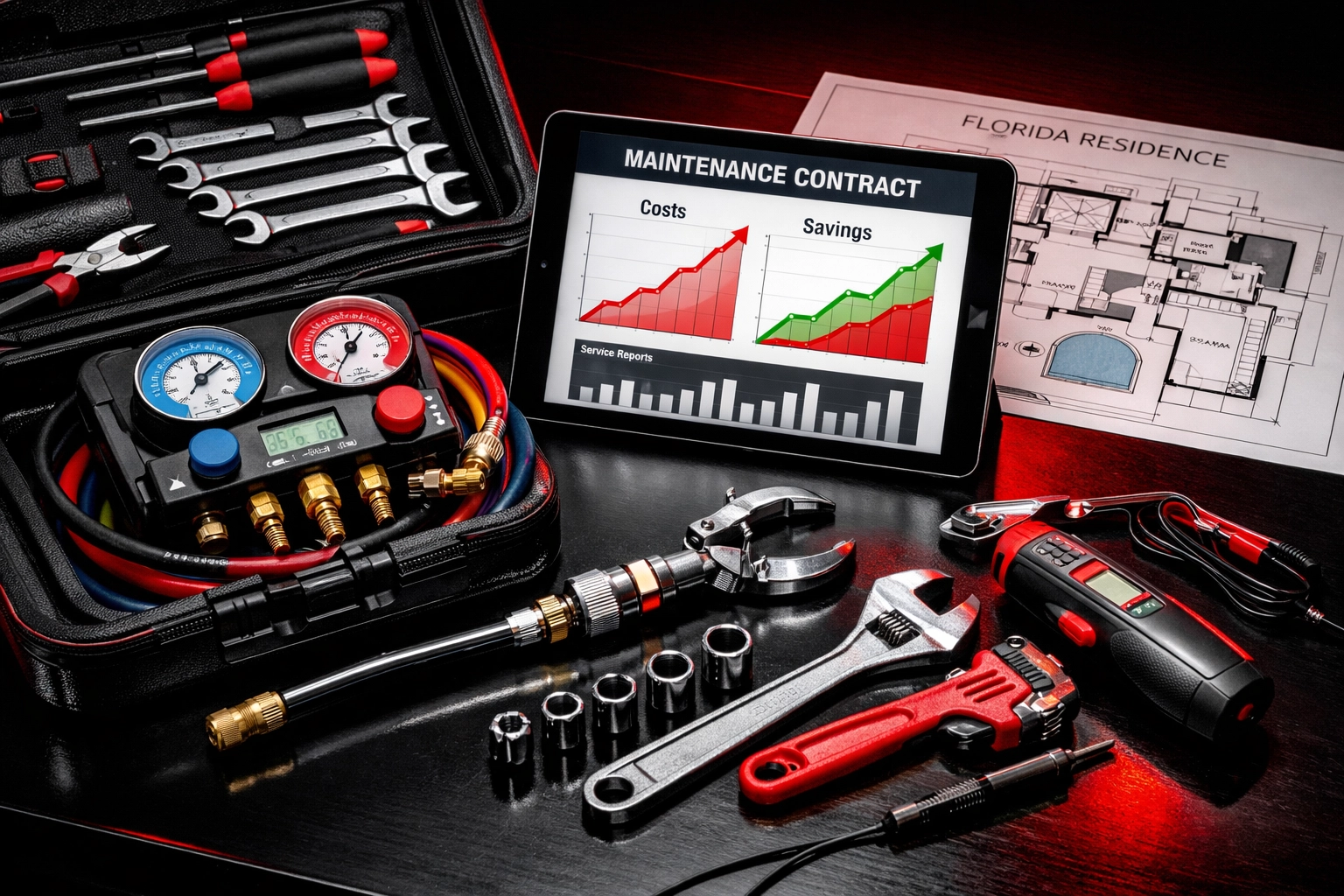 HVAC maintenance contract tracking and professional tools showing recurring revenue for Tampa trades businesses