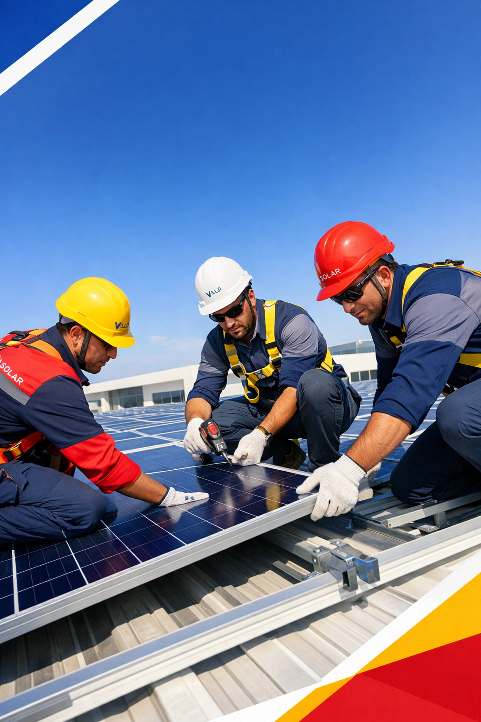 Installation professionnelle de système solaire industriel par équipe technique VLD SOLAR