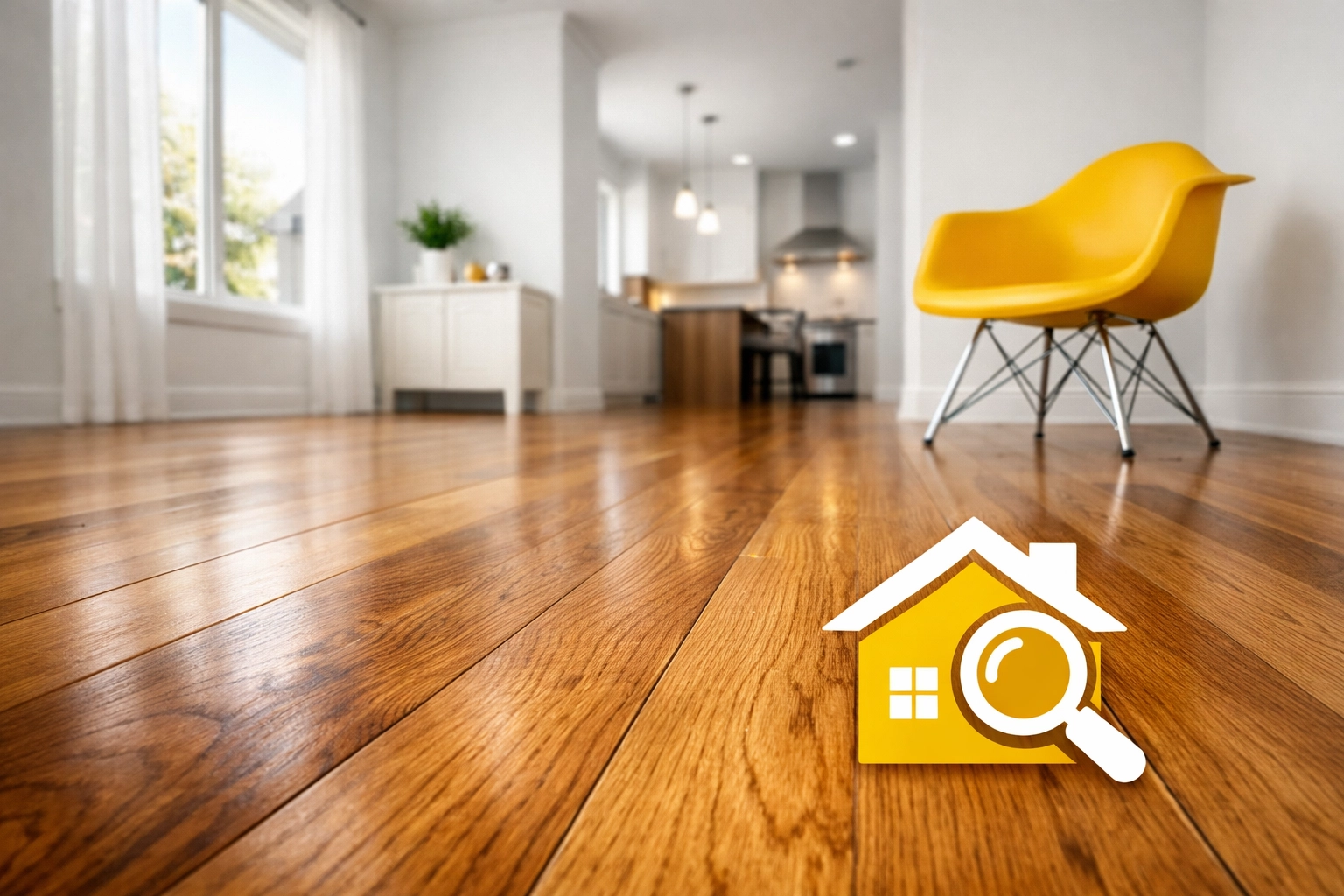 Flawlessly refinished hardwood flooring in a modern Chicago home, showcasing expert craftsmanship and natural wood grain.