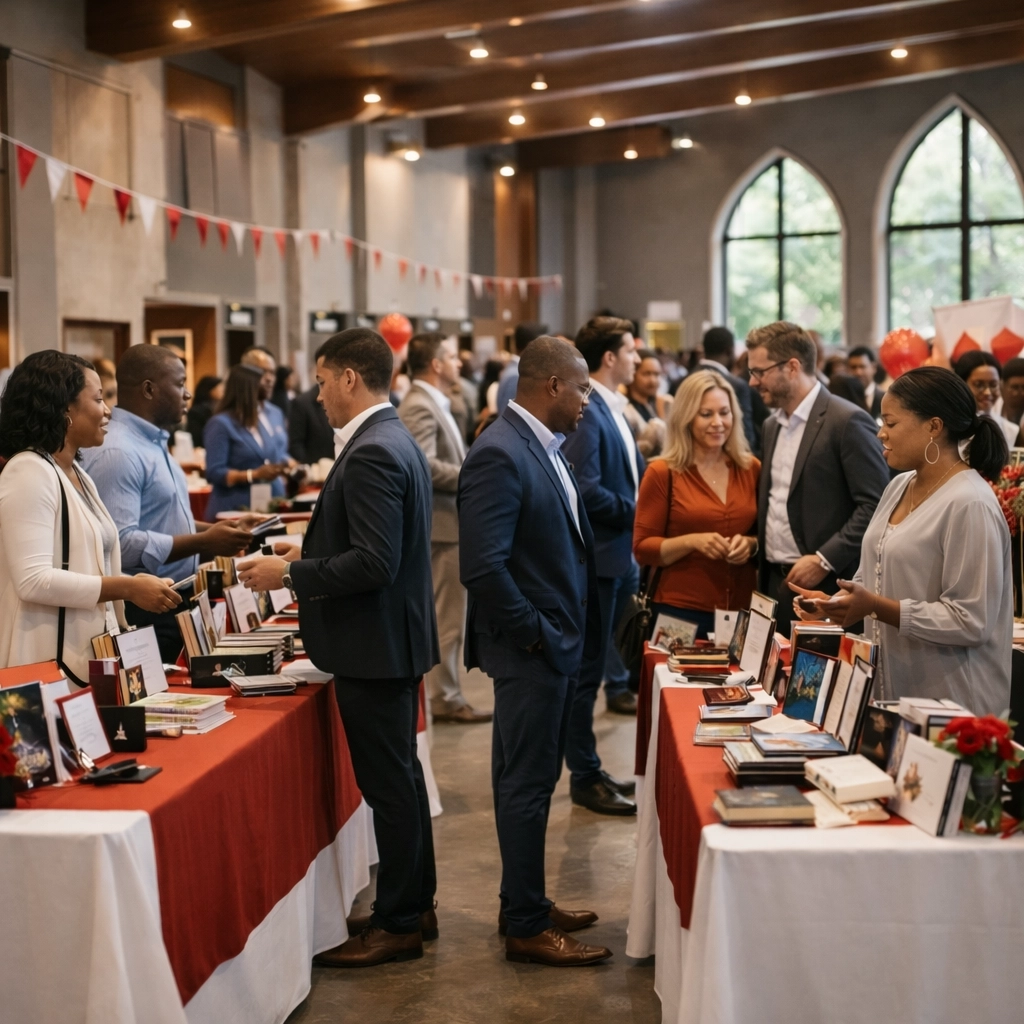 Exhibition stands at a trade show