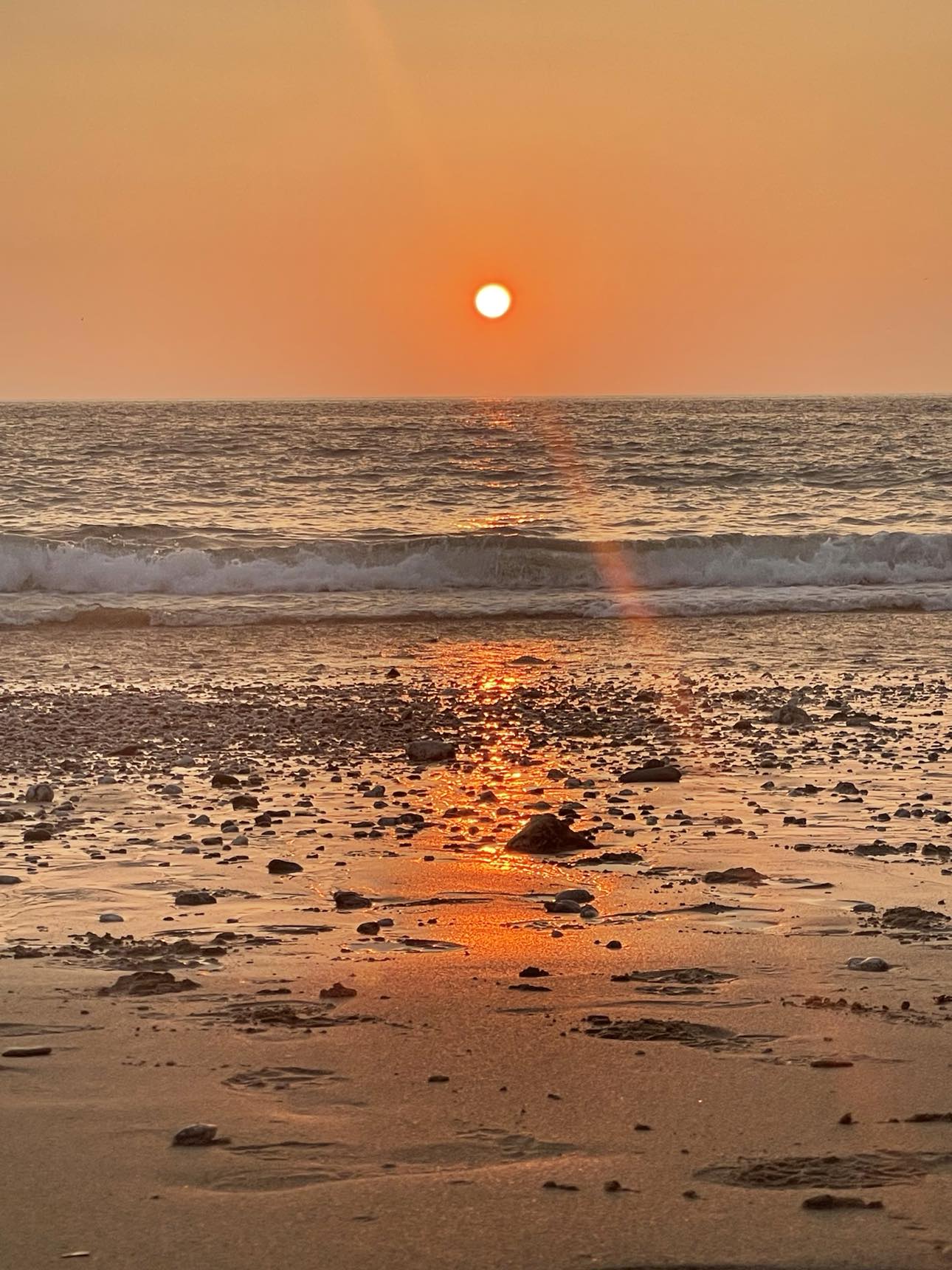Golden sunset over Porthtowan Beach