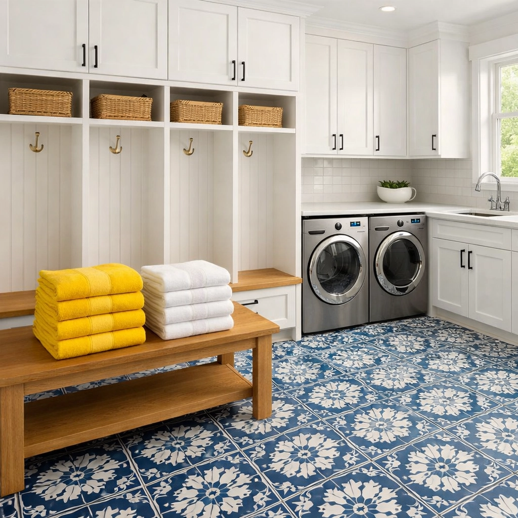An organized and spotless laundry room prepared for a professional maid service Worcester session.