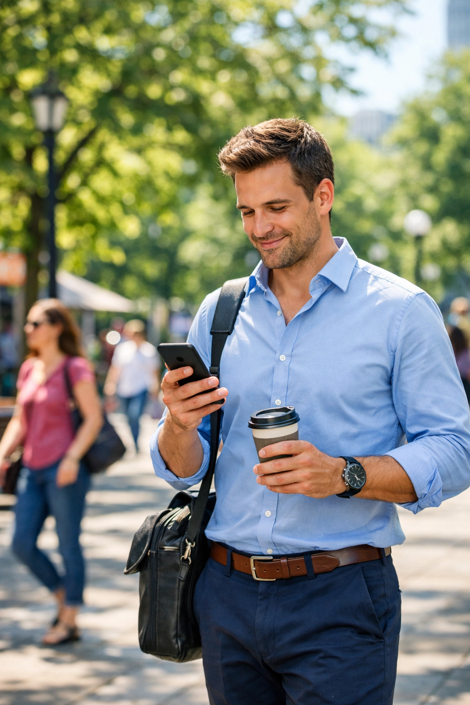 Man conveniently accessing an online payday loan on his phone during a work break.