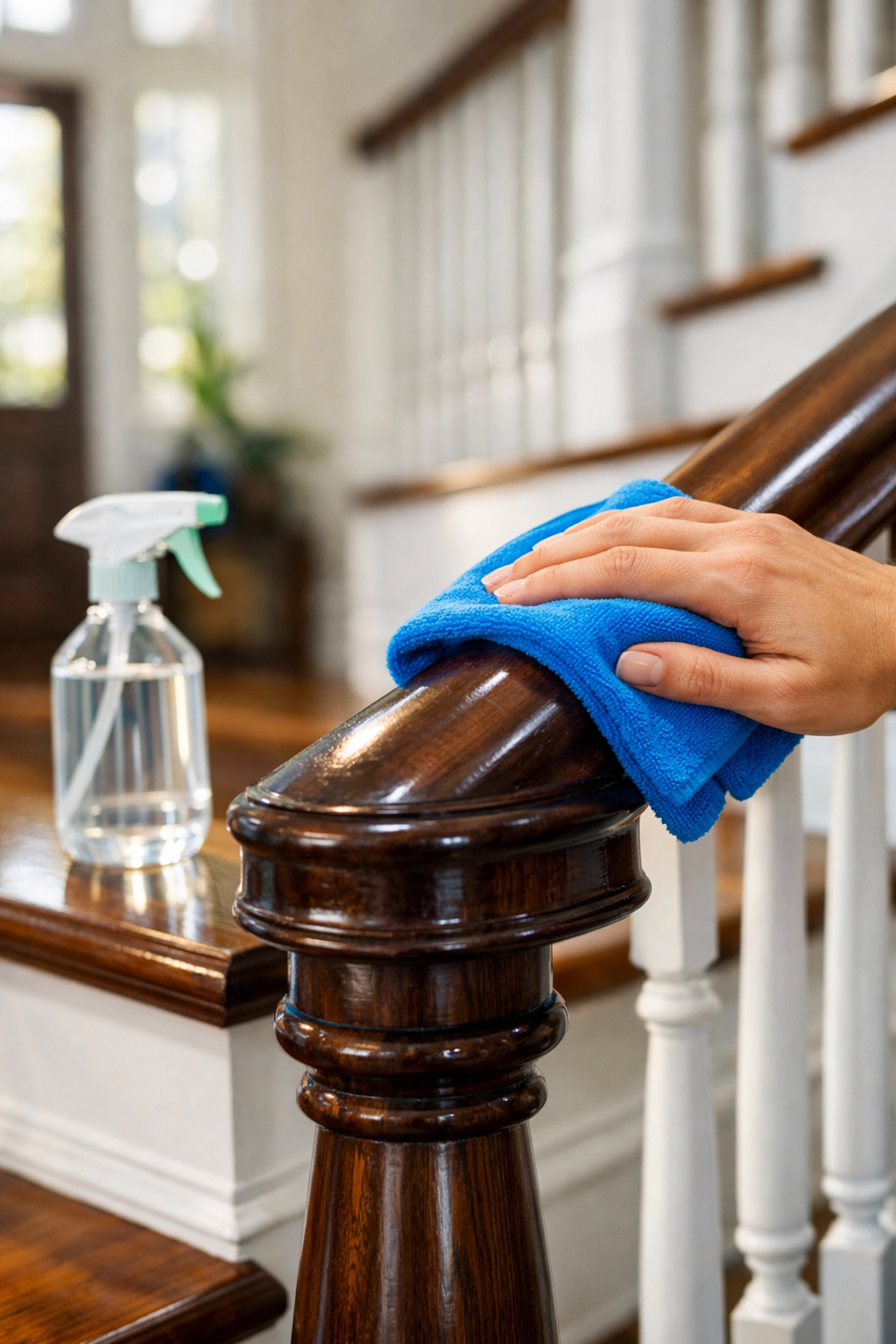 Eco-friendly post construction cleaning Lincoln using non-toxic supplies on high-end wood finishes.