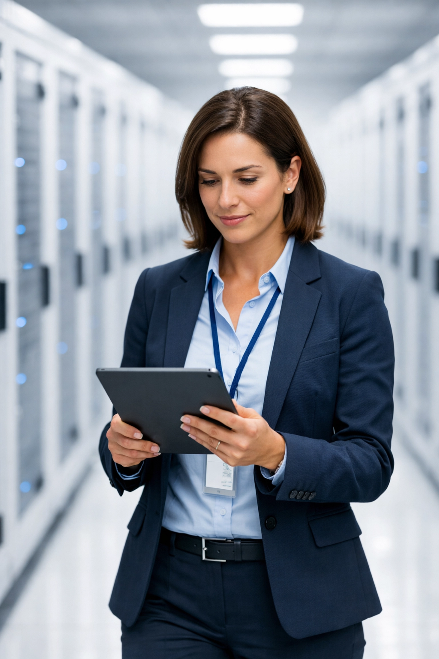 IT manager using ServiceNow ITOM for compliance and ESG tracking in a modern data center.