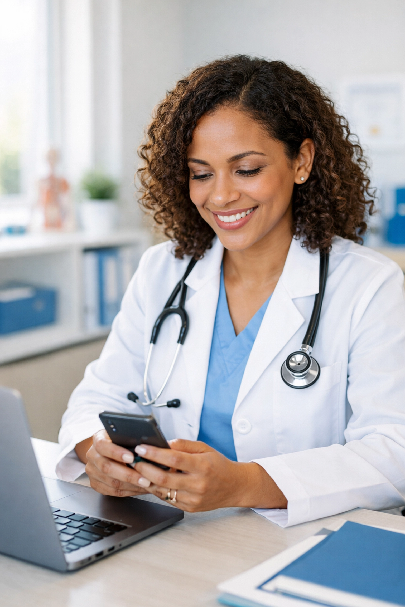 Licensed healthcare provider prescribing UTI antibiotics through secure text-based telemedicine