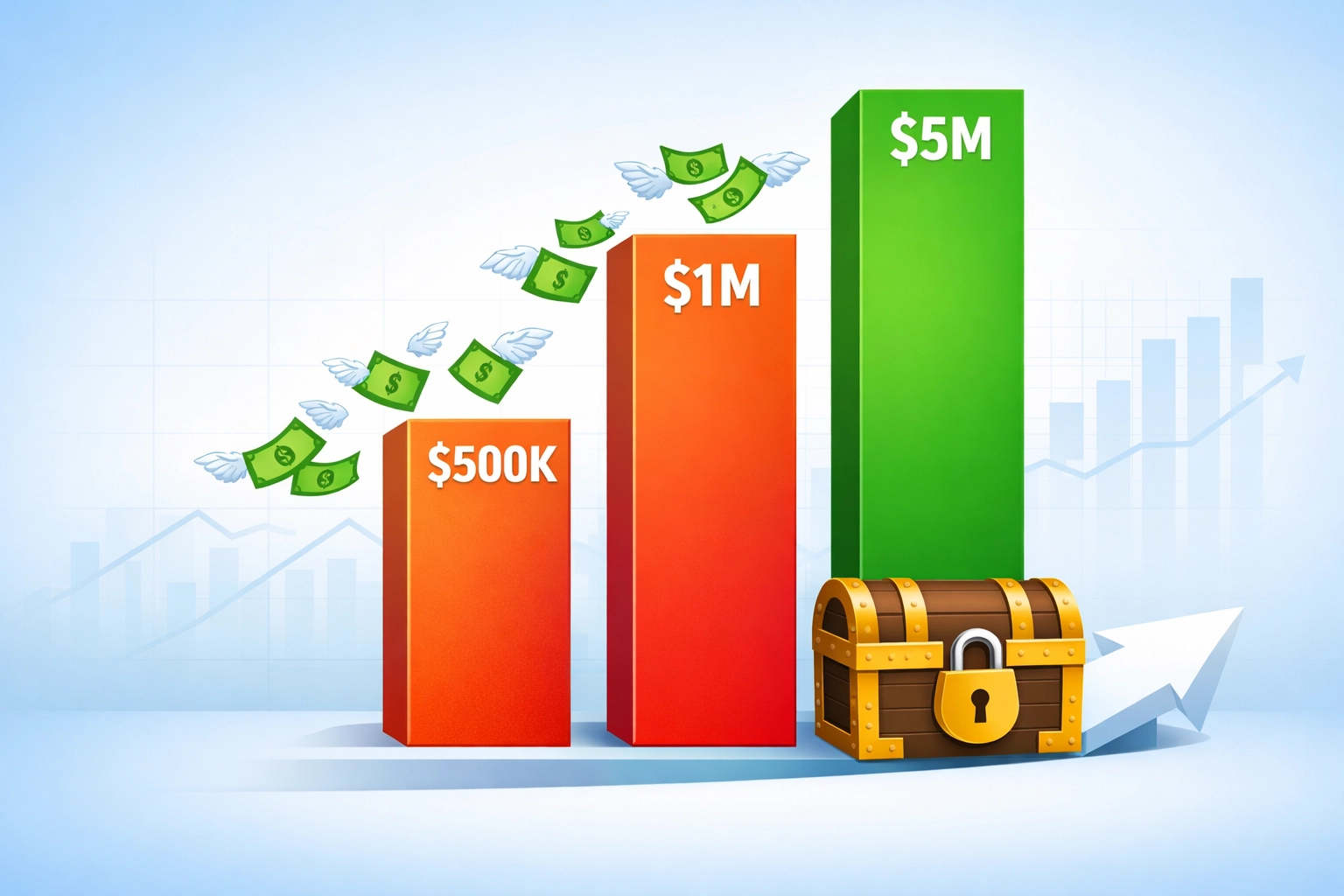 Merchant fee savings chart comparing transaction volumes at $500K, $1M, and $5M with Larecoin