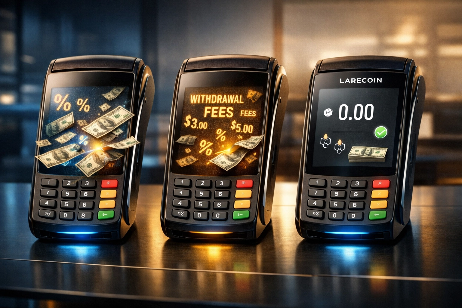 Comparison of crypto payment processor fees showing Larecoin's cost savings vs NOWPayments and CoinPayments