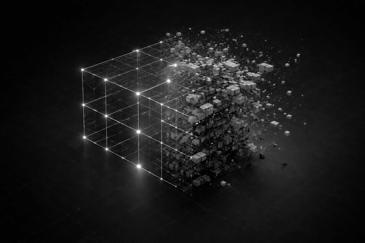 Abstract visual of incomplete digital network, representing Kuwait's unfinished digital transformation and business process gaps.