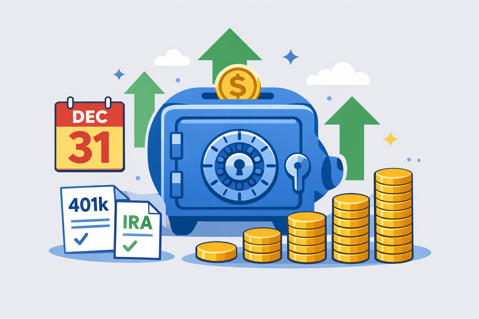 Retirement account contribution limits and December 31st deadline to reduce taxable income