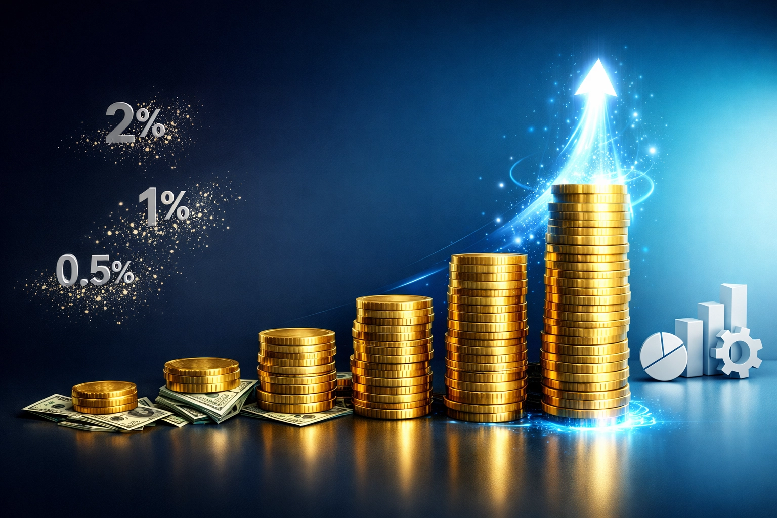 Growing merchant savings visualization showing reduced payment processing costs with blockchain-based Web3 payments