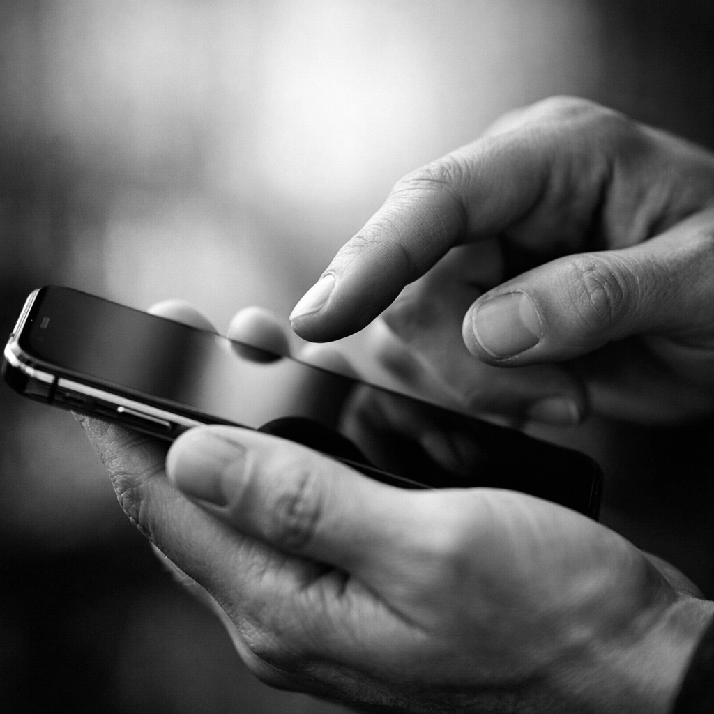 Customer using smartphone to search for garage door repair services online