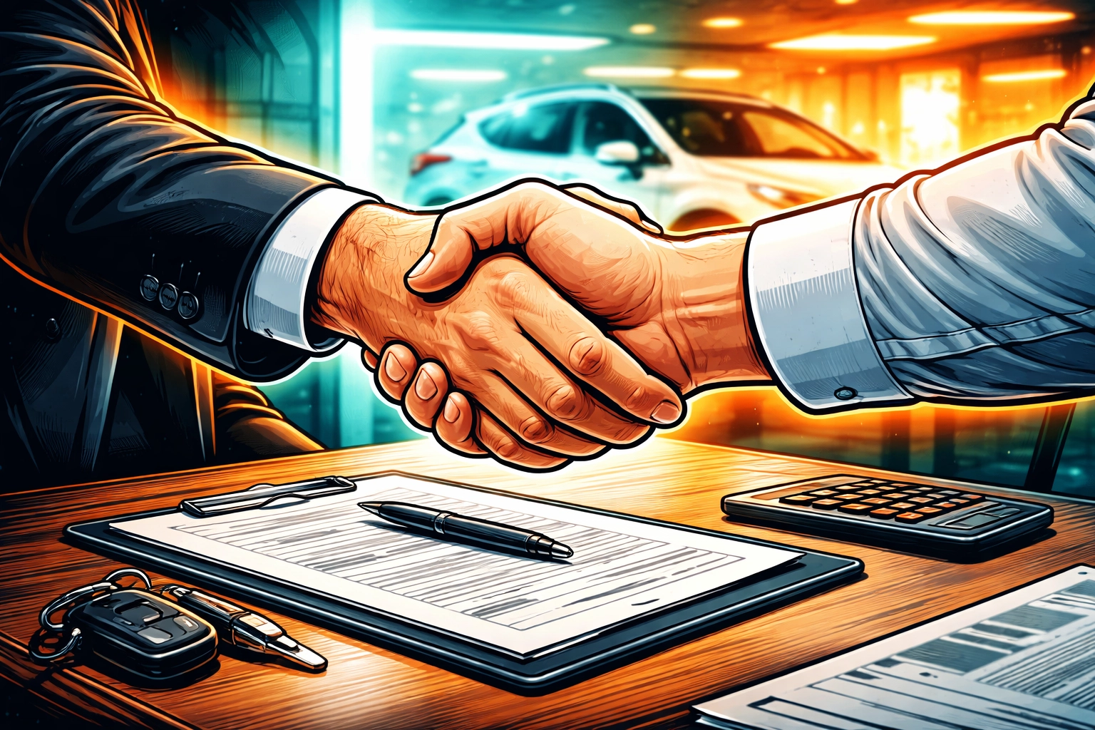 Handshake between customer and salesperson, representing easy used car financing near Imperial, MO