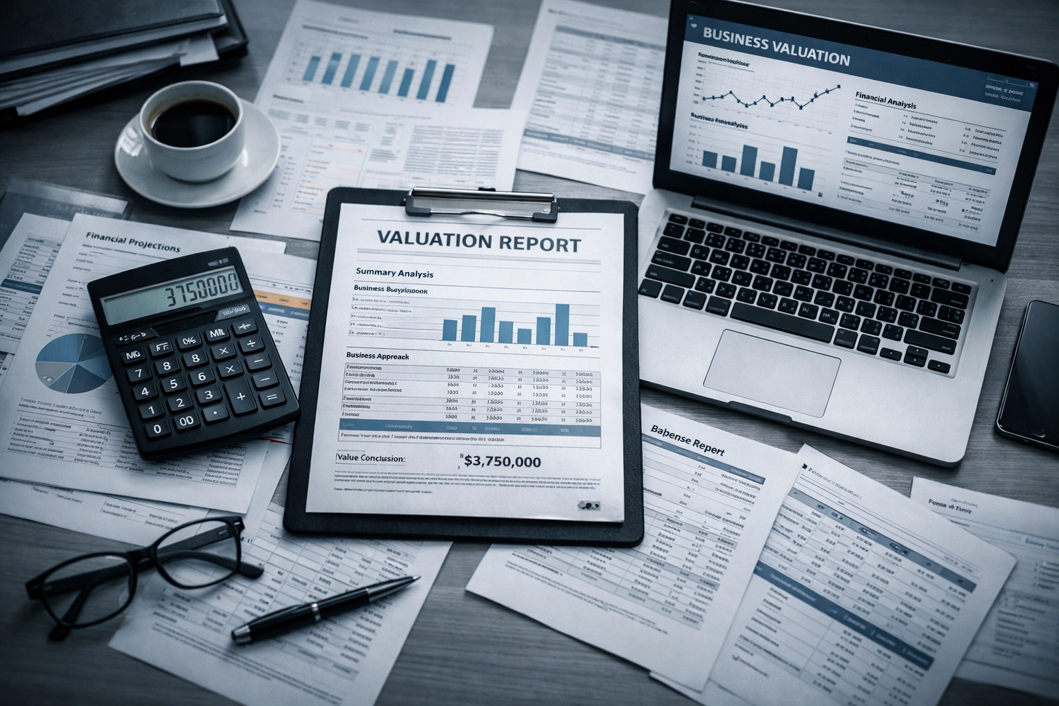 Business valuation documents and financial reports for selling a business in North Carolina