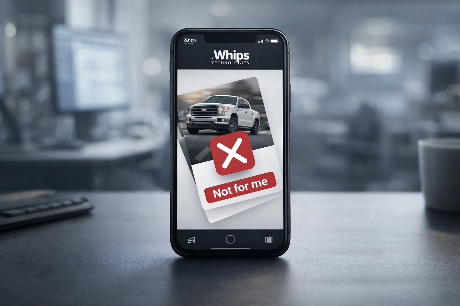 Traditional dealership lot compared to modern Whips AI car shopping app interface