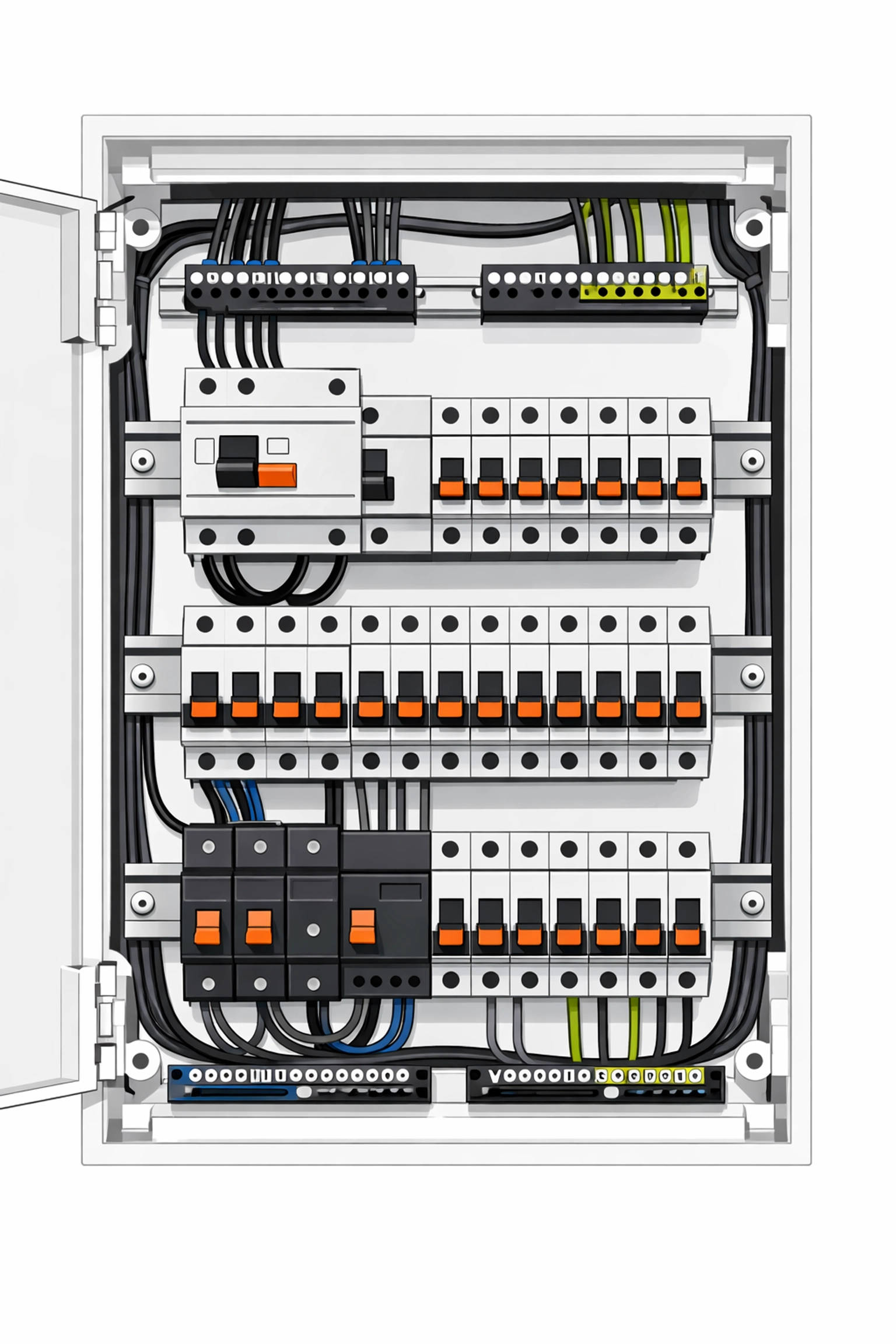 Geordneter Zählerkasten mit Schutzeinrichtungen für den sicheren Wallbox-Anschluss in Wien.