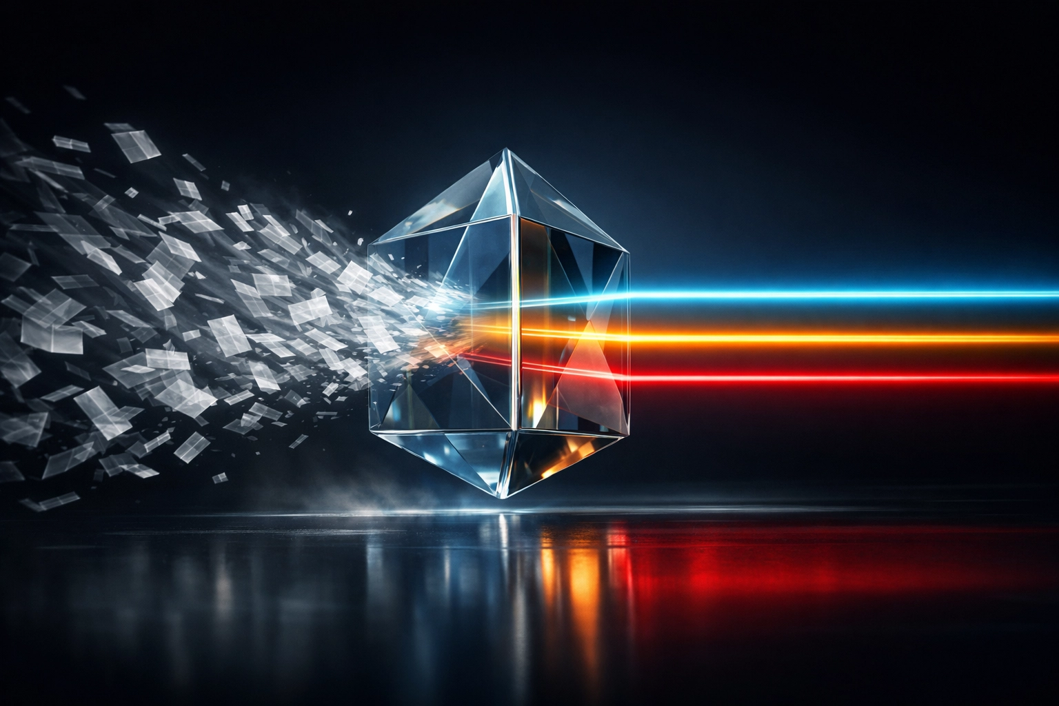 Digital prism sorting disorganized customer support tickets into organized data streams using AI automation.