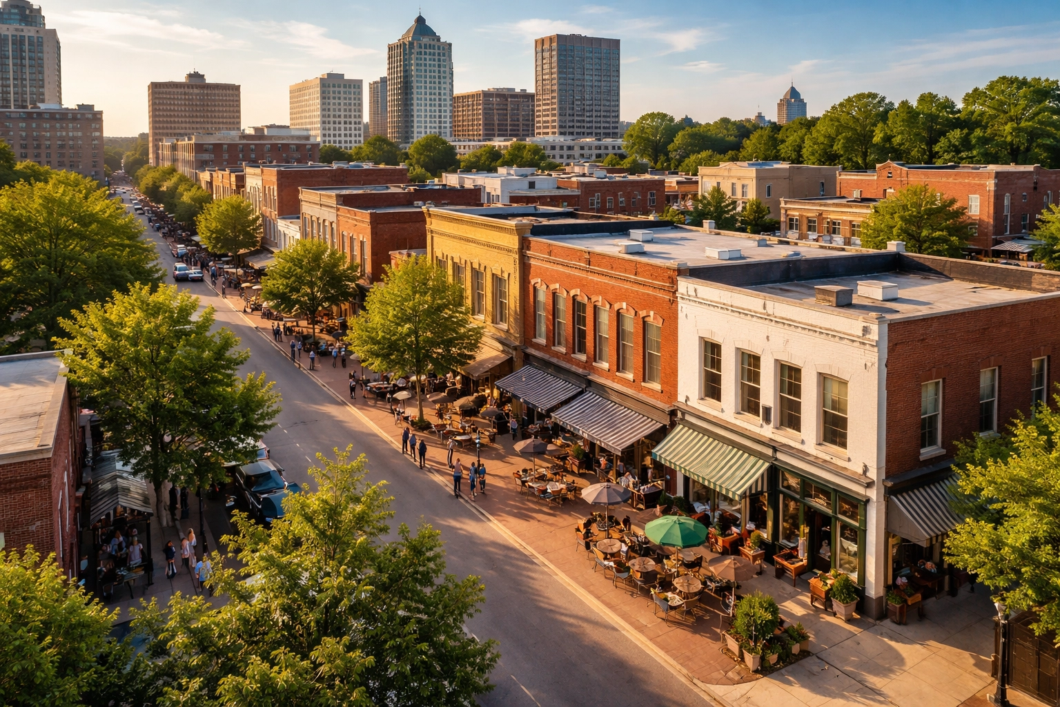 Aerial view of downtown Greensboro showcasing NC Triad real estate growth and affordable property opportunities. Aerial view of downtown Greensboro showcasing NC Triad real estate growth and affordable property opportunities.