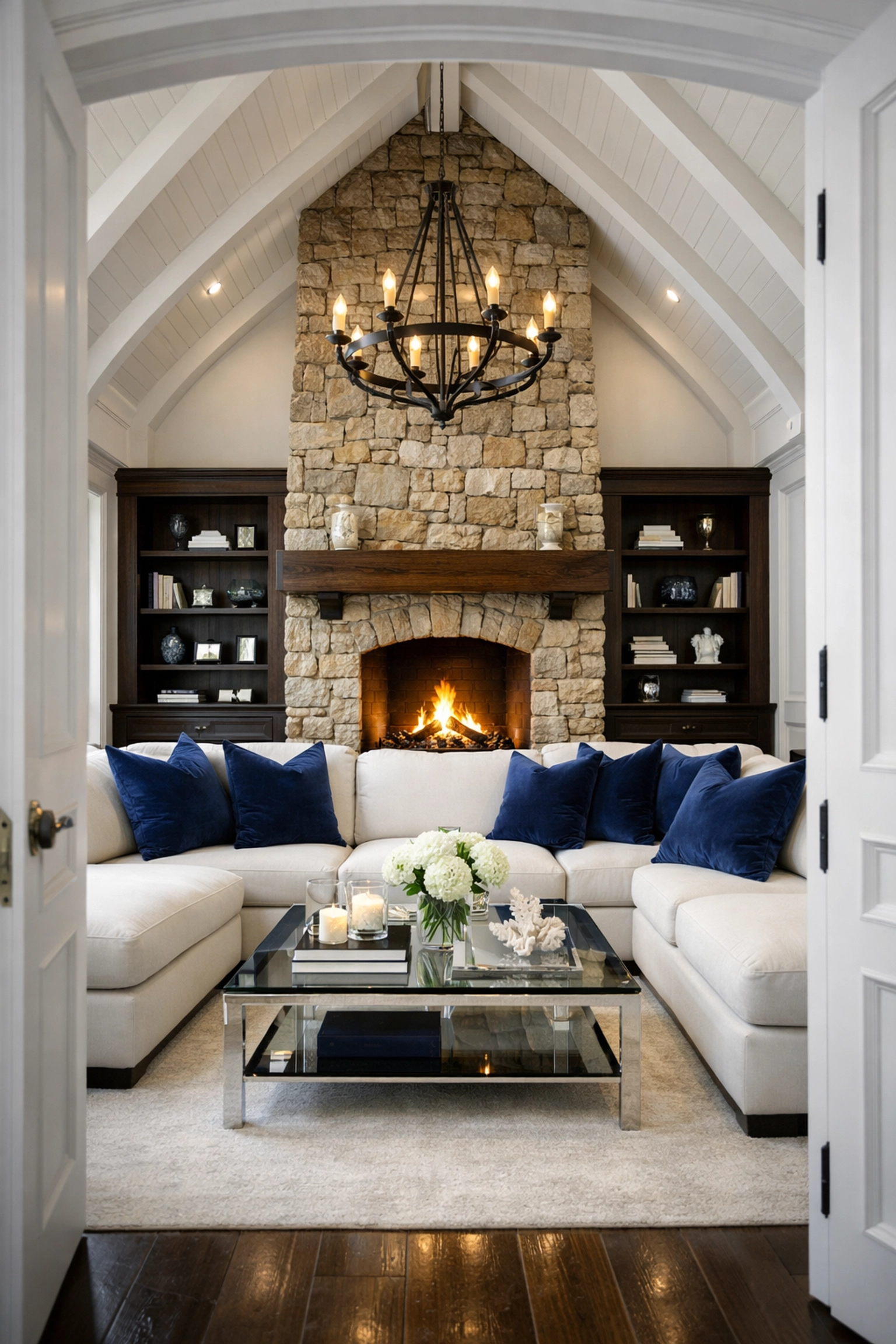 A spotless luxury living room in Dover, Massachusetts, maintained by professional residential cleaning Massachusetts.