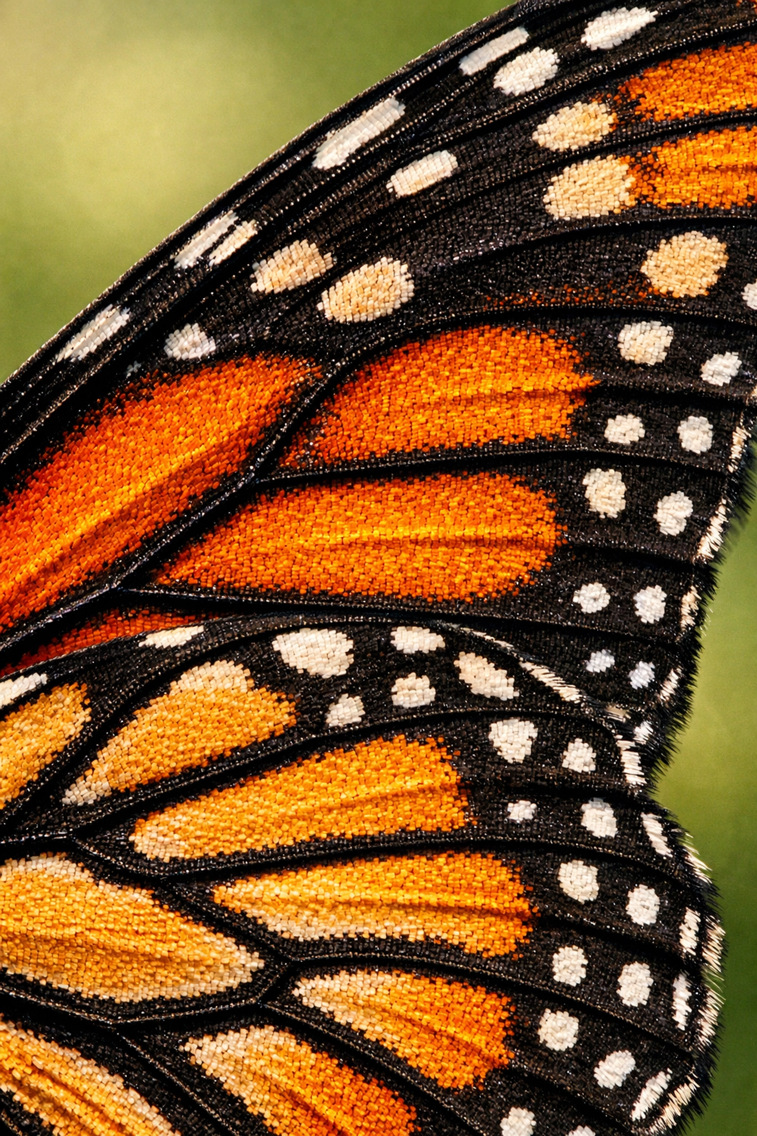 Macro of monarch butterfly wing detail, ideal example of lossless photo compression
