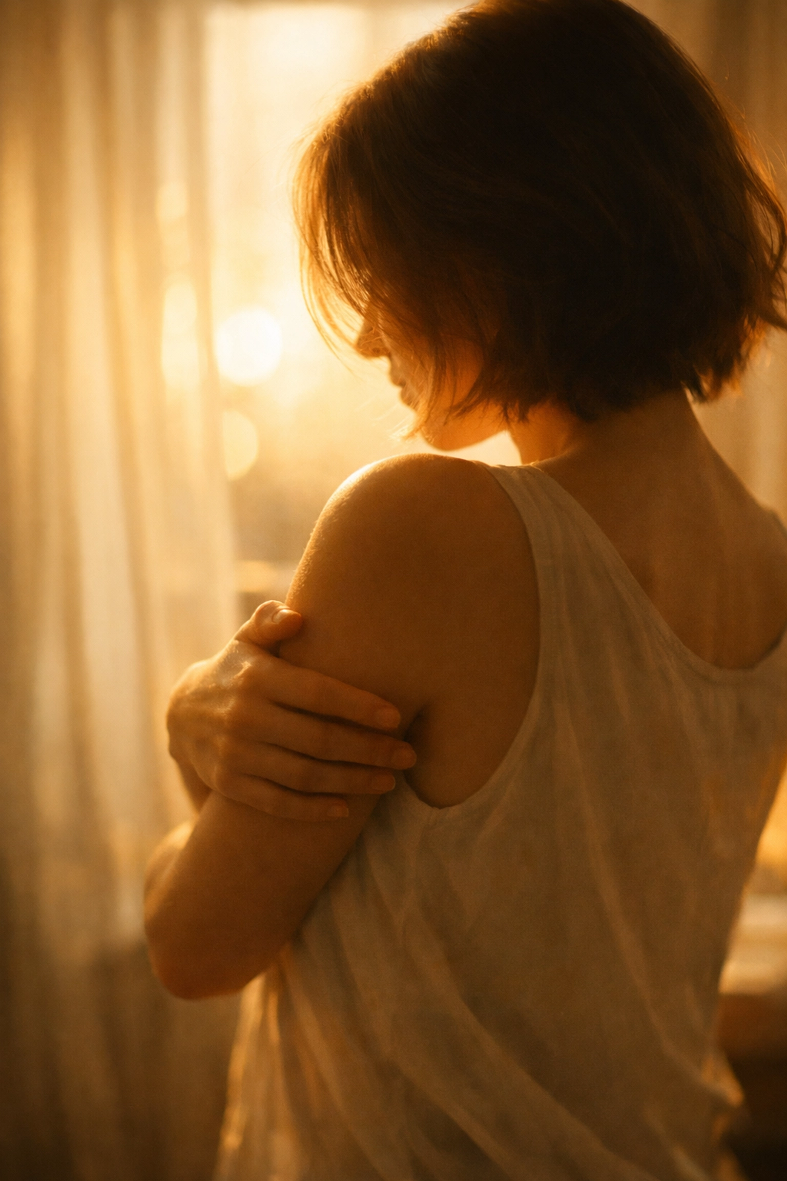 Woman practicing self-compassion and self-care while setting boundaries without guilt