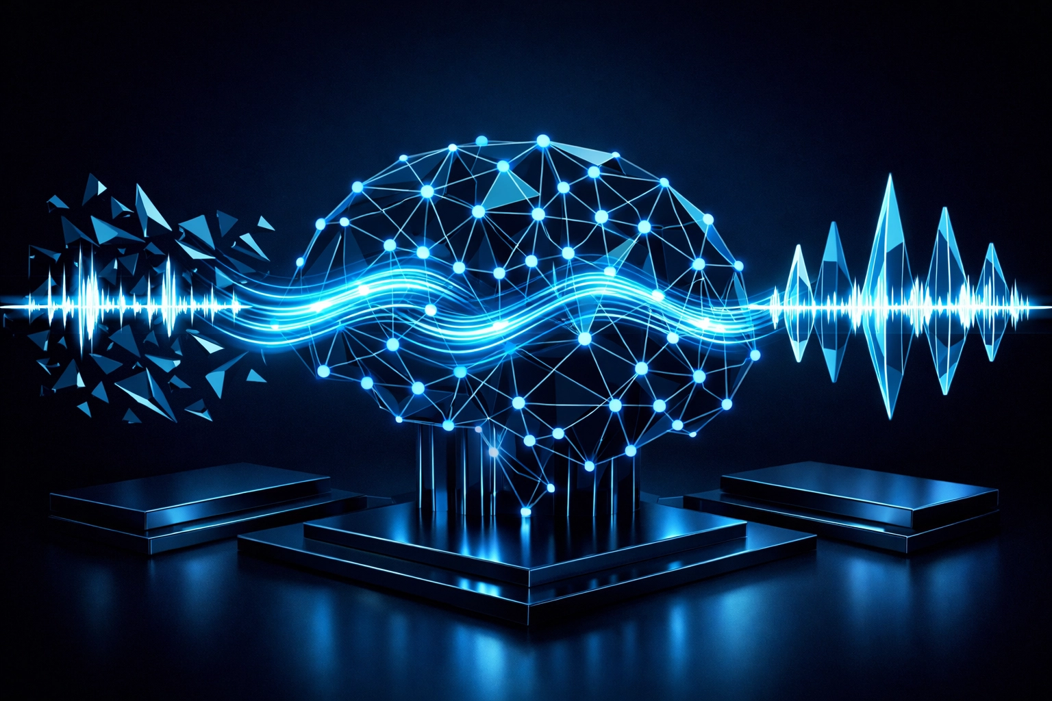 AI-powered music mixing and mastering process transforming raw audio into polished tracks