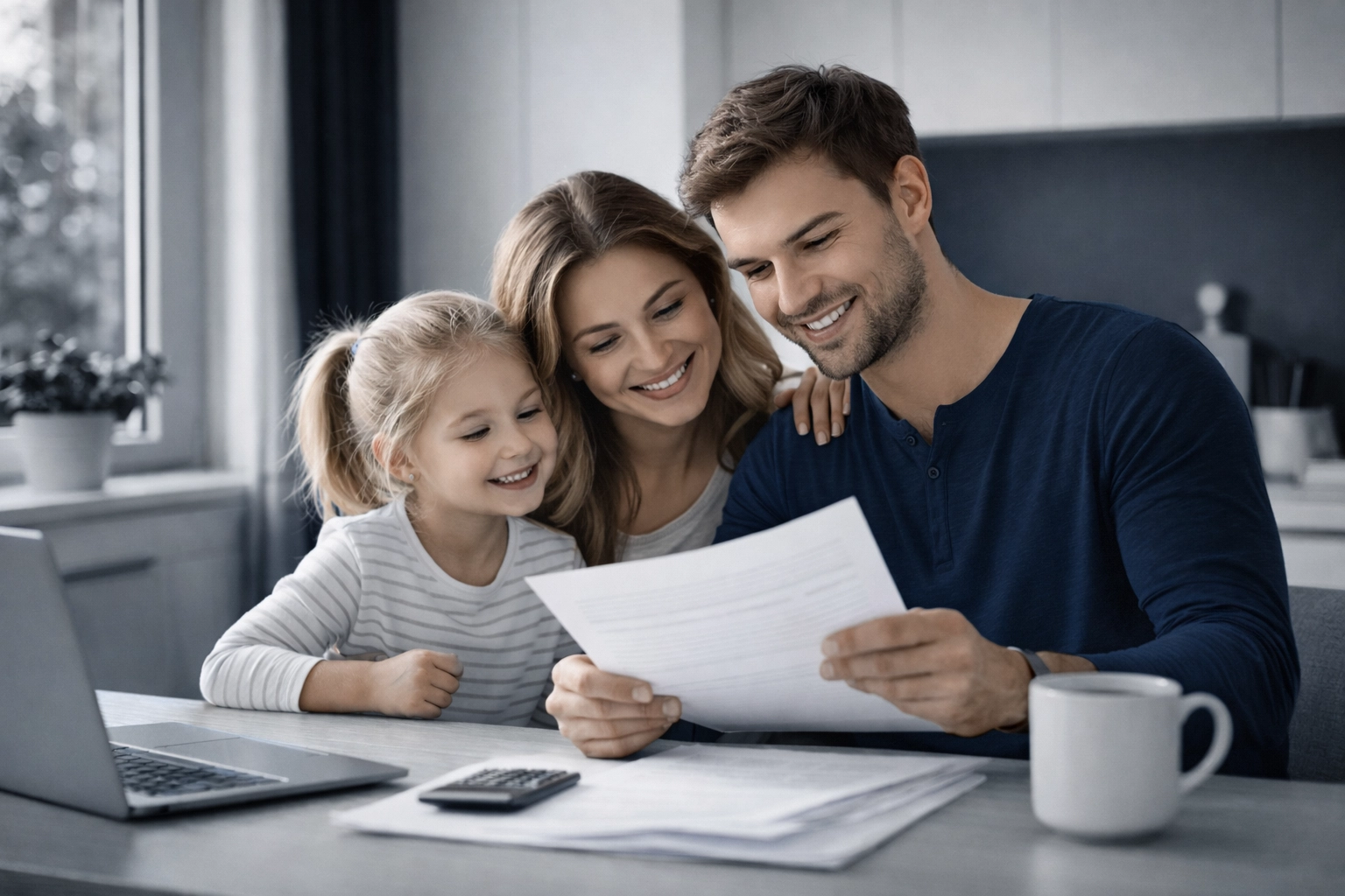 Family reviewing voluntary benefits documents showing peace of mind from coverage options