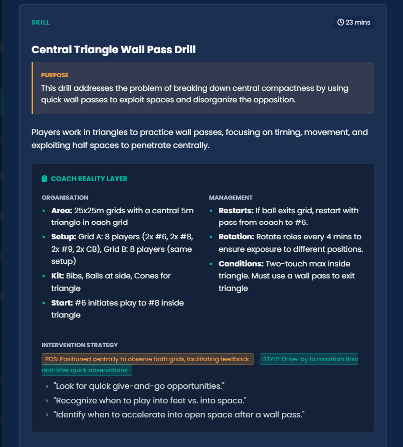 Central Triangle Wall Pass Drill