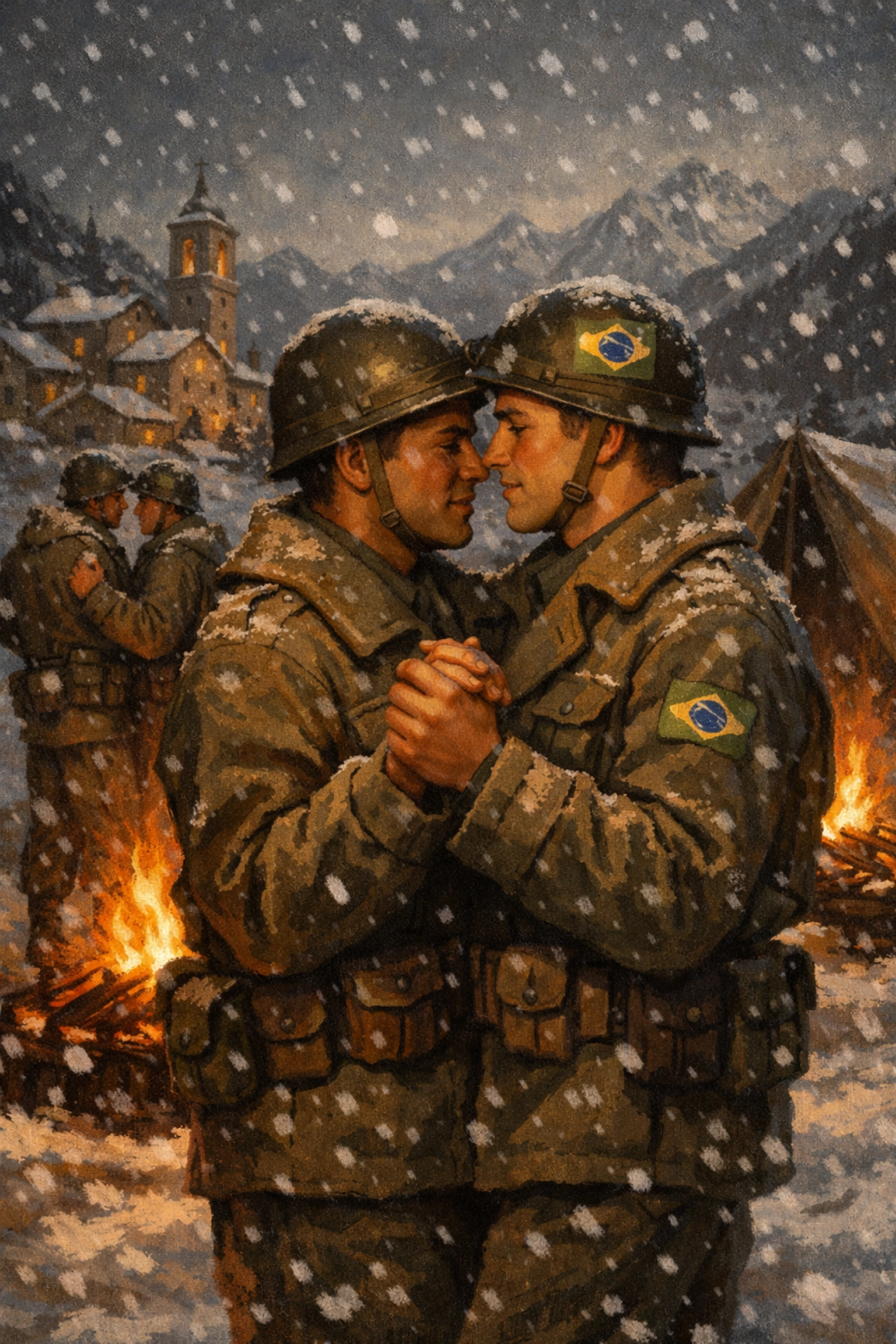 Brazilian Expeditionary Force soldiers finding connection and warmth in WWII Italy