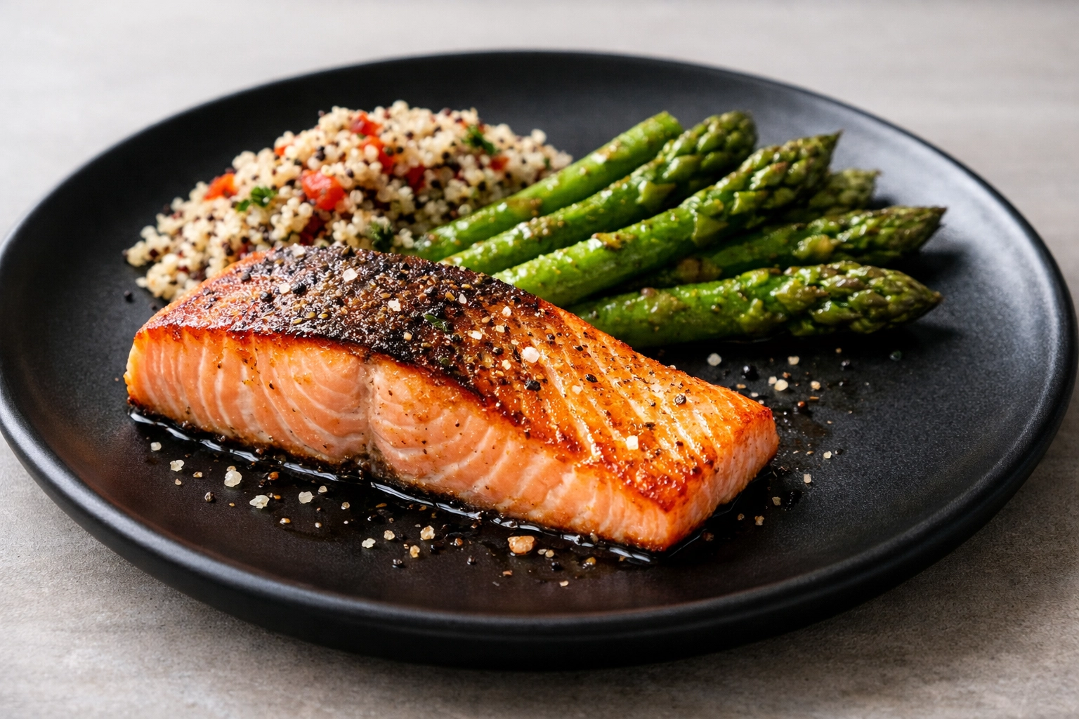 Fresh seared salmon and asparagus meal providing high-performance nutrition in Phoenix.