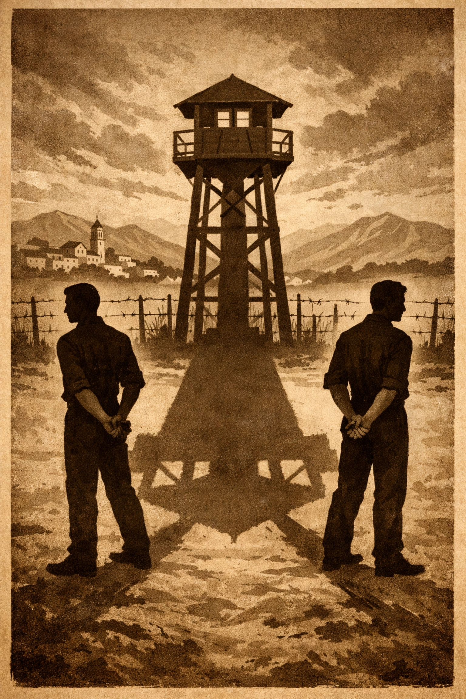 Gay men under guard tower surveillance during Francoist Spain legal repression