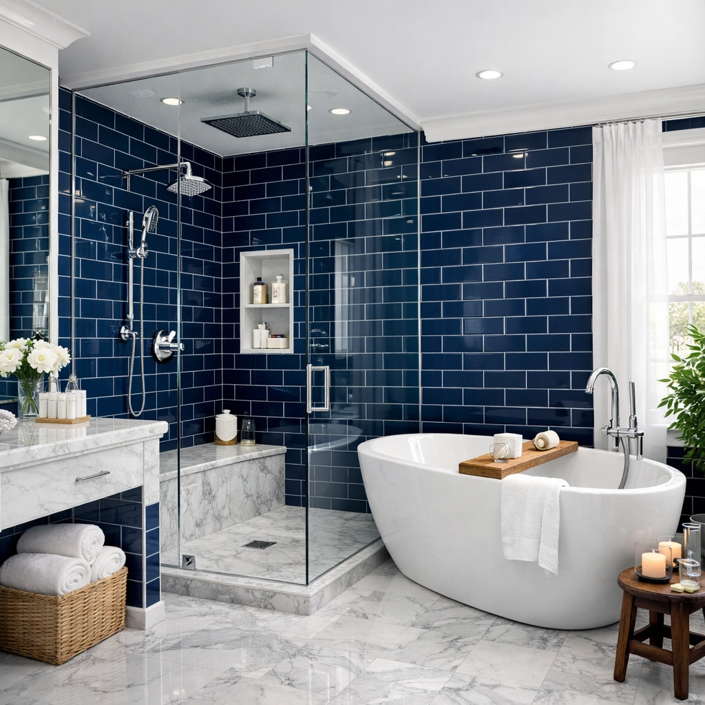 Hygienic luxury bathroom highlighting the thoroughness of a deep cleaning service in Westford.