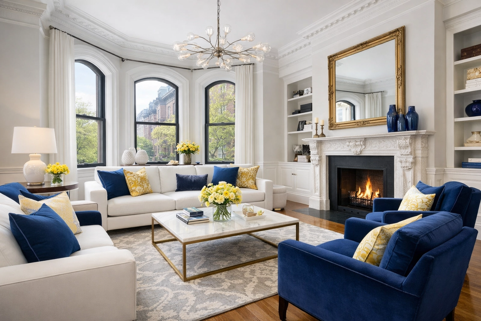Spotless luxury Boston living room showing Why The Cleaning Ninjas are Boston's Top Choice for residential cleaning.
