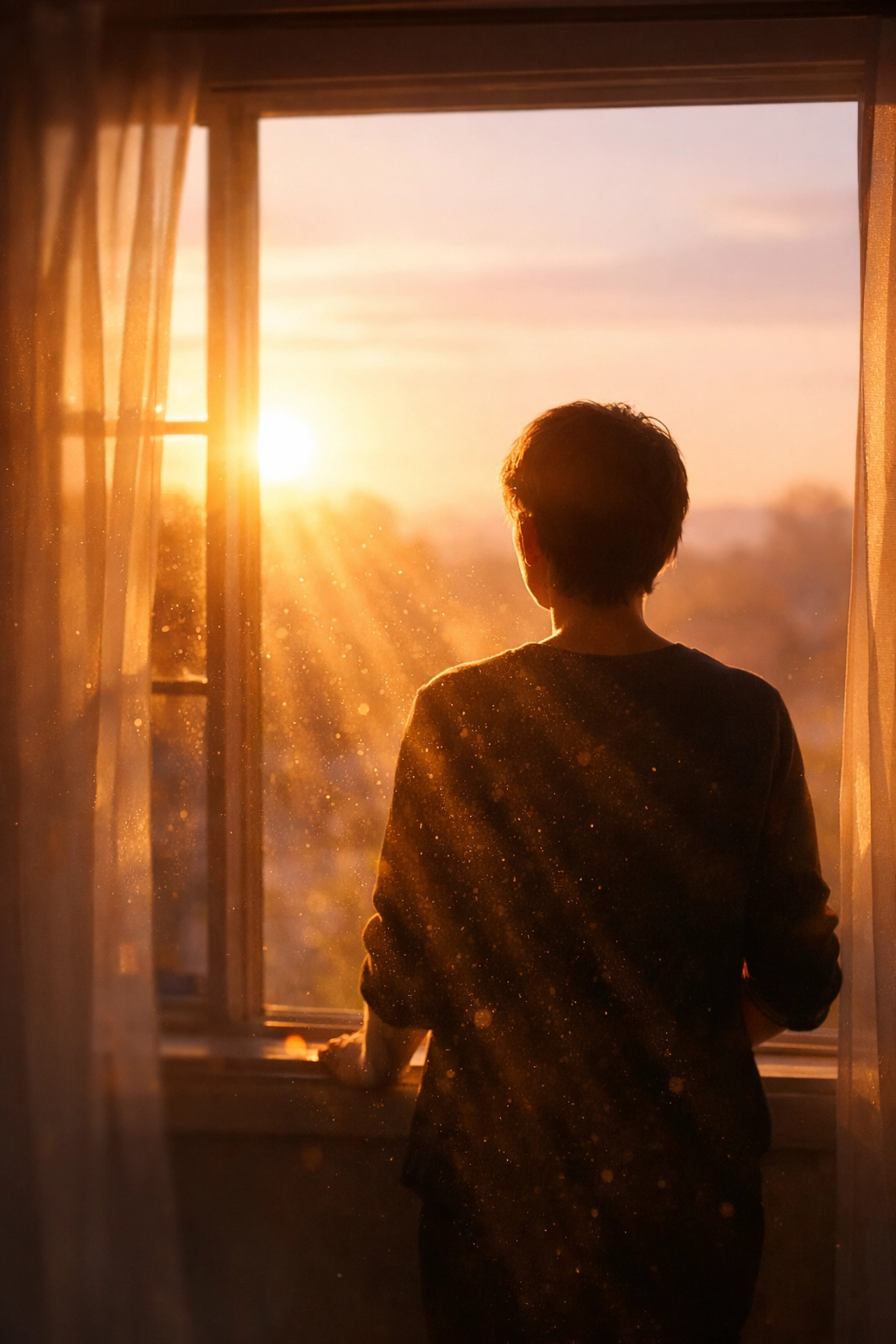 Morning sunrise through window symbolizing God's new mercies and hope for a new day