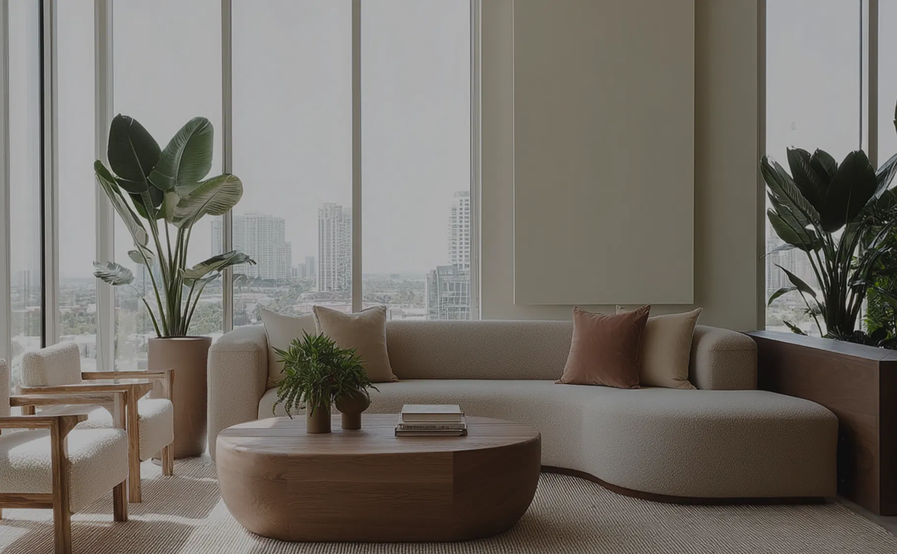 A peaceful virtual counseling lounge representing supportive services