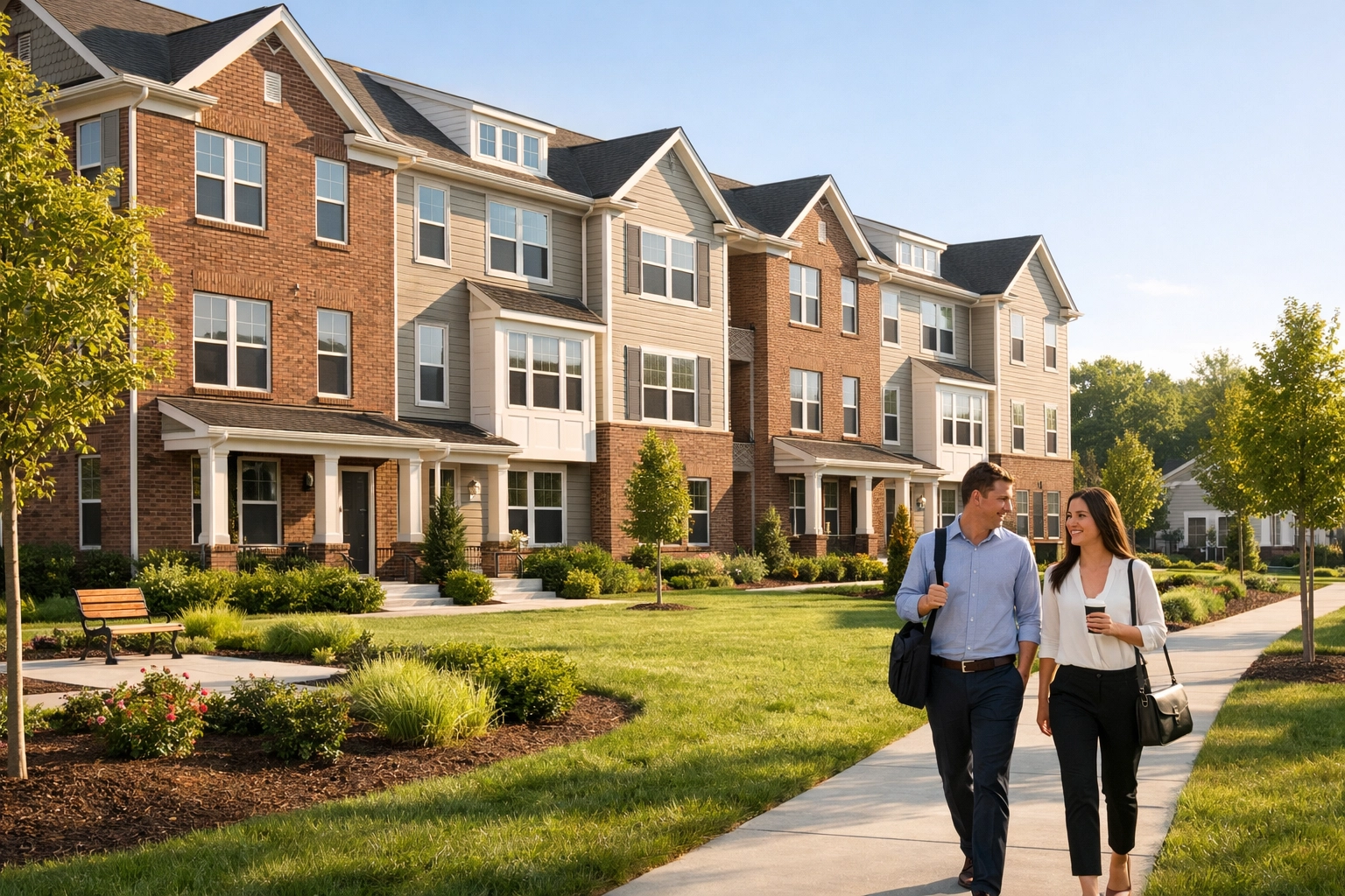 Modern townhome community in South Jersey offering low-maintenance living for busy professionals