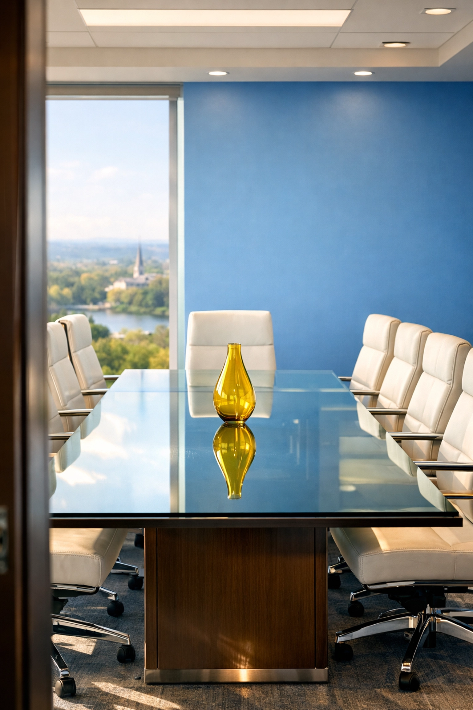 Luxury conference room showcasing the results of expert commercial cleaning services in North Andover, MA.