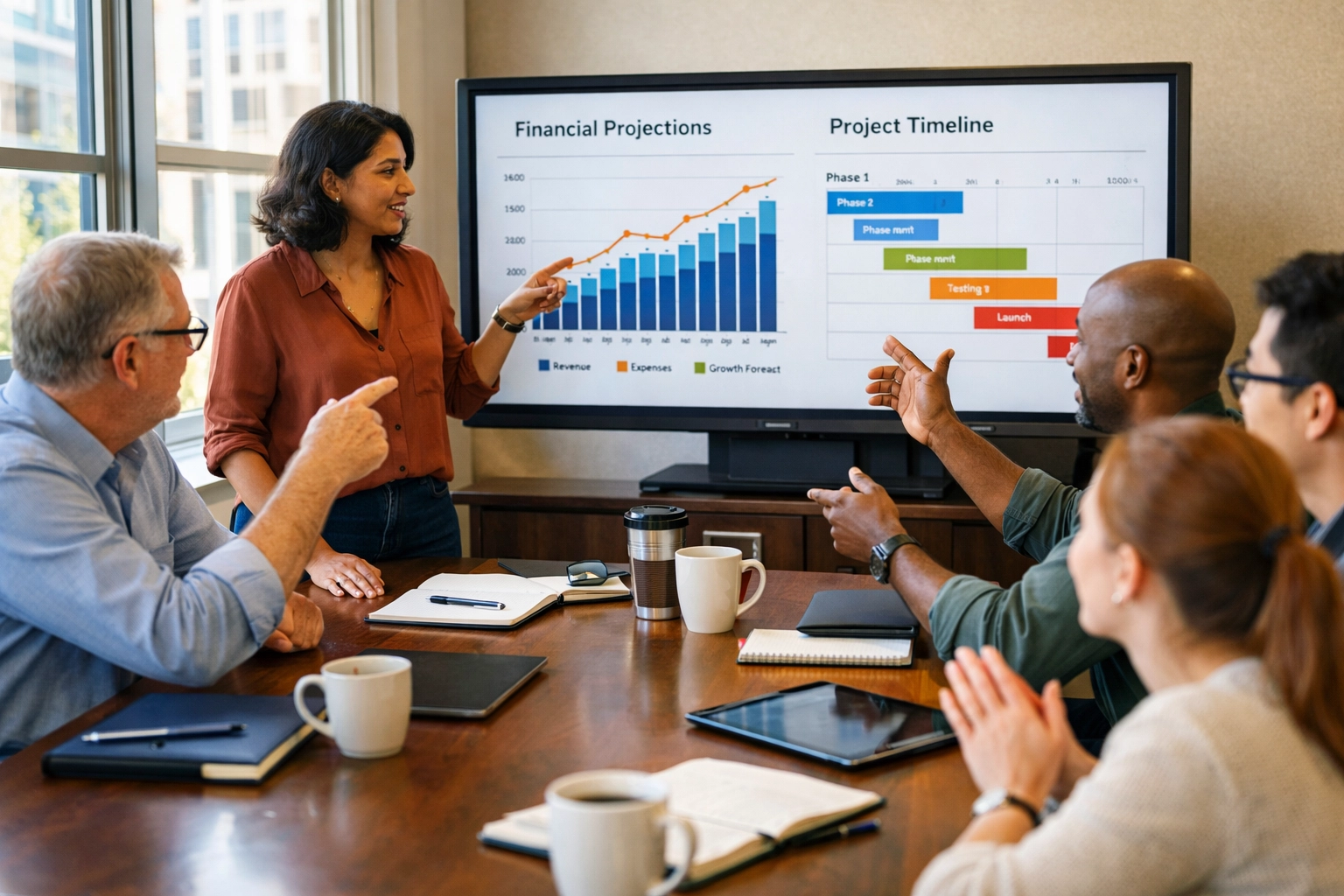 Board meeting presentation showing ServiceNow ROI projections and cost savings