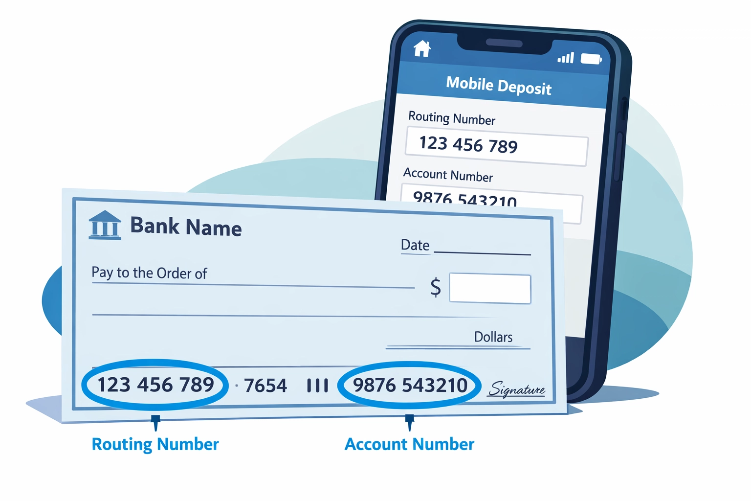 Bank routing and account numbers needed for direct deposit tax refund setup