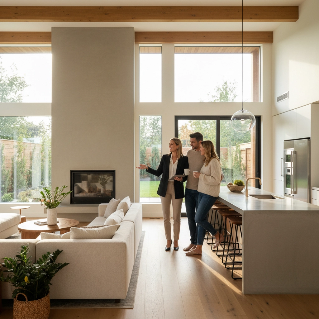 New Jersey family talking with real estate agent