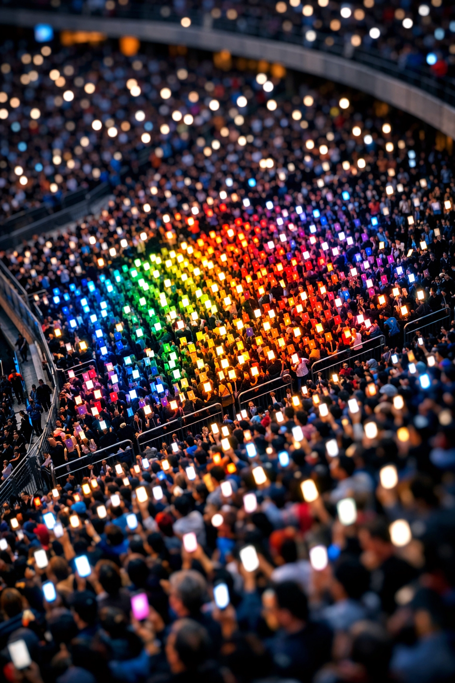 Super Bowl fans using smartphones in stadium creating personalized digital experience