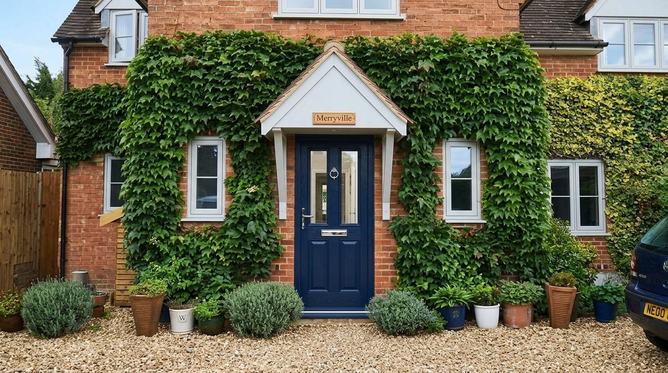 A premium navy blue composite door in a Bristol Edwardian home