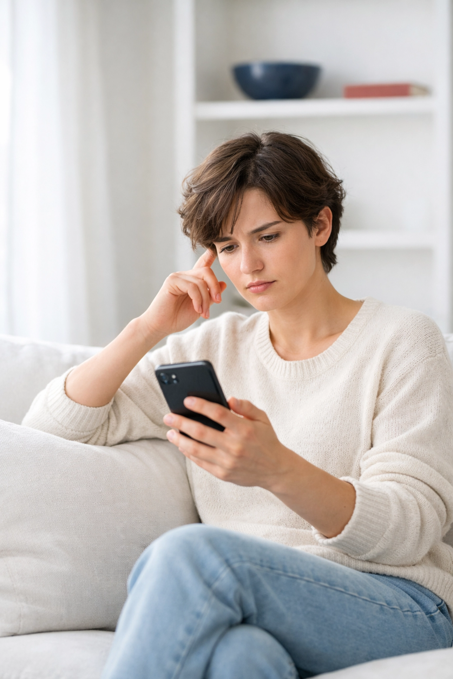 Young adult reviewing credit score on a smartphone to understand how BNPL apps affect their history.