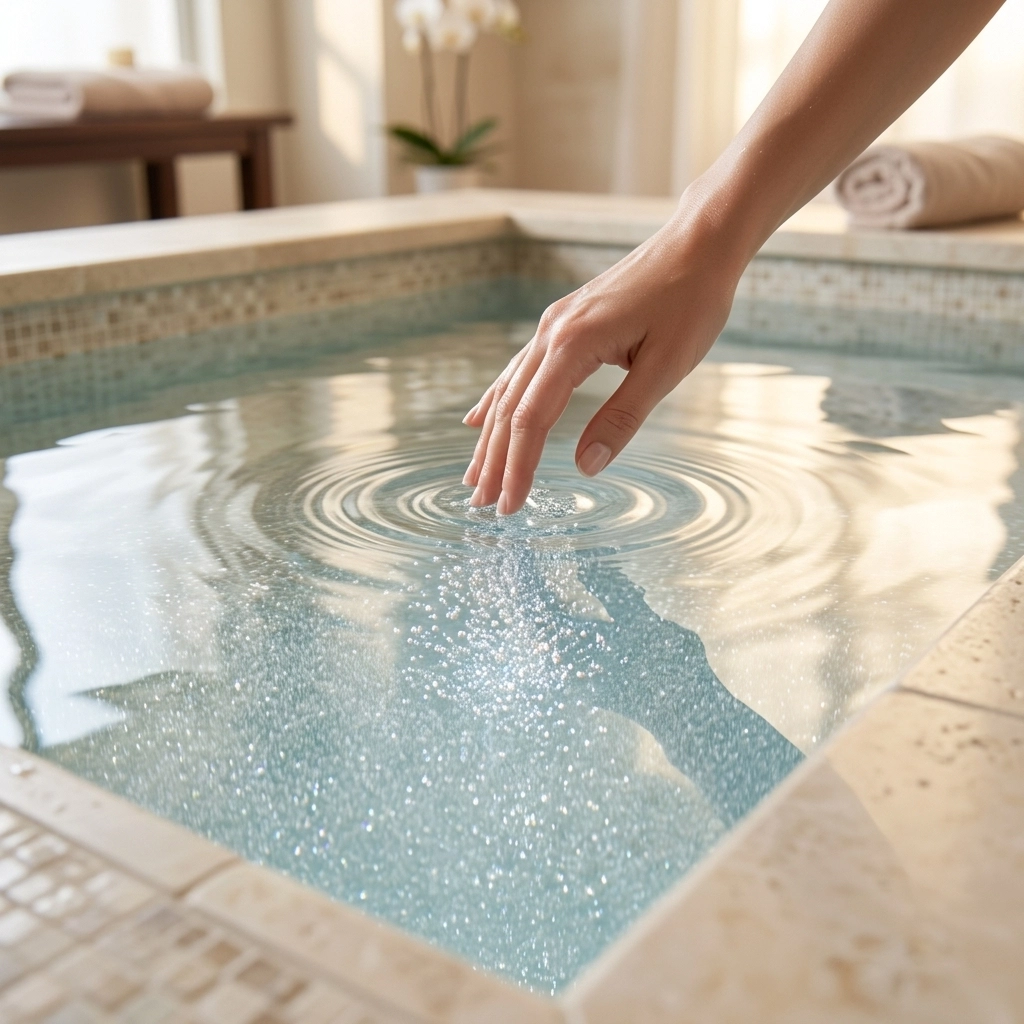 Shimmering nanobubbles in pool water